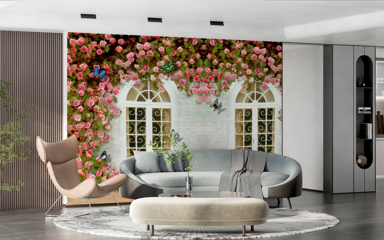 Fototapeta okná sú obklopené rozkvitnutými ružami