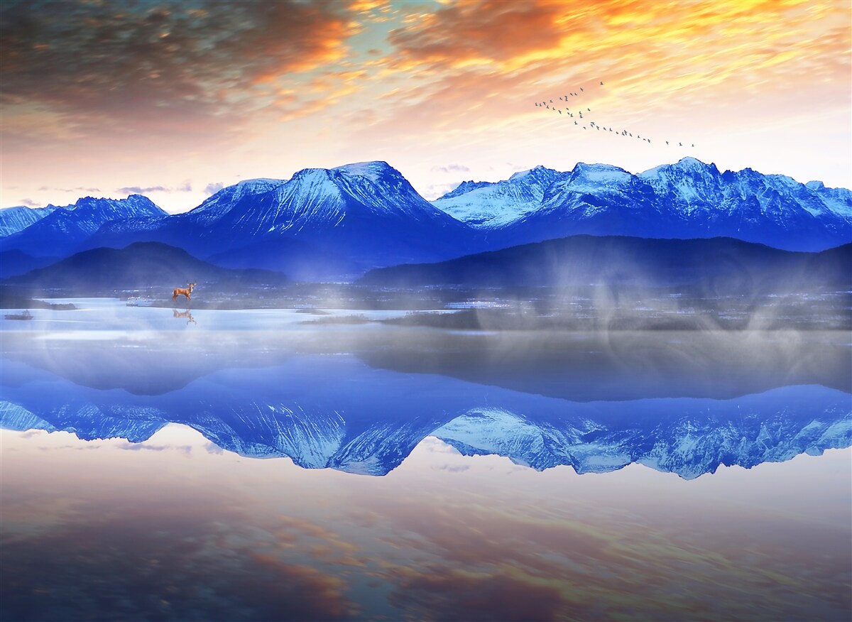 Fototapeta hmlistá prikrývka nad nestabilnou vodnou hladinou