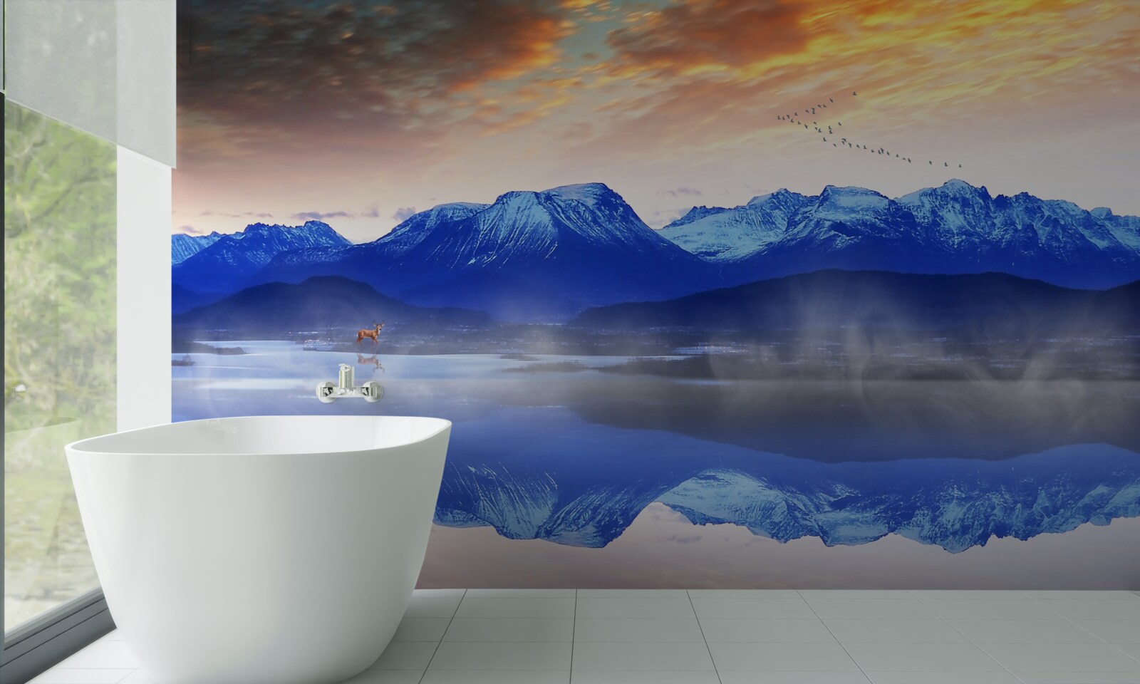 Fototapeta hmlistá prikrývka nad nestabilnou vodnou hladinou