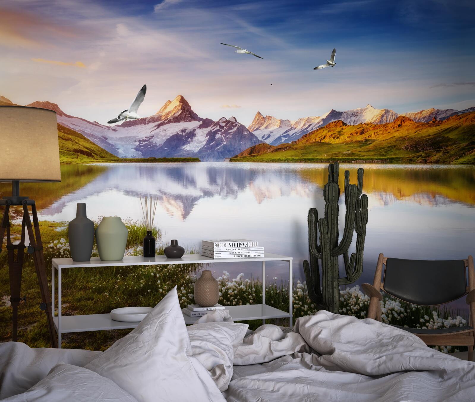 Fototapeta západ slnka nad horskou riekou