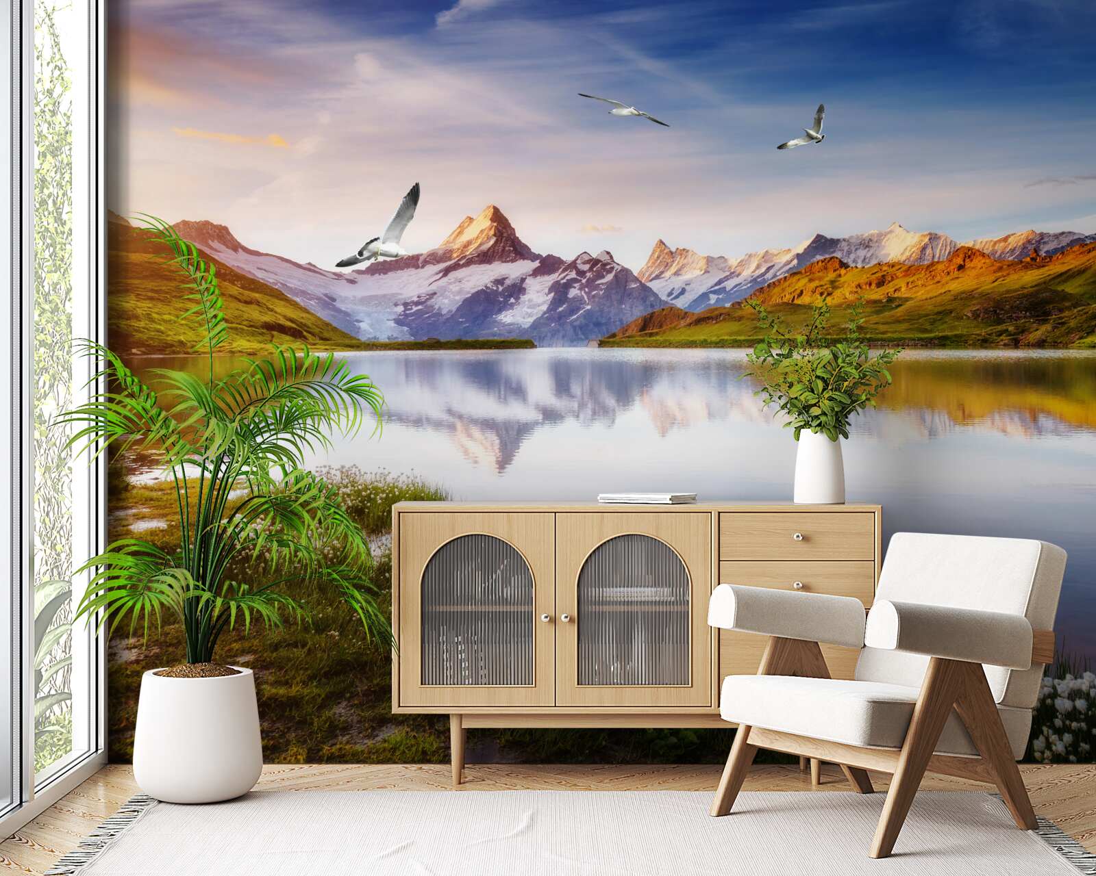 Fototapeta západ slnka nad horskou riekou