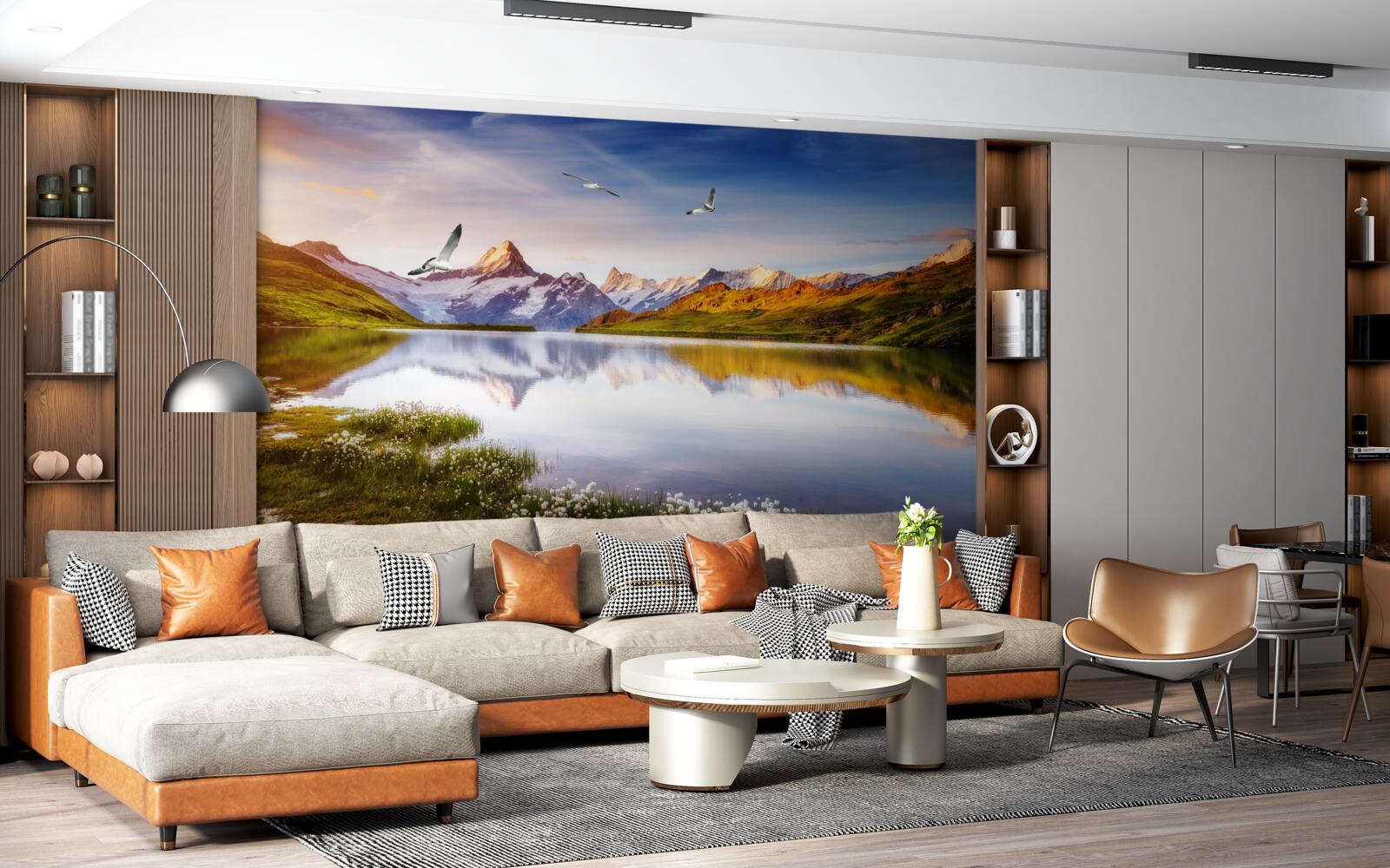 Fototapeta západ slnka nad horskou riekou