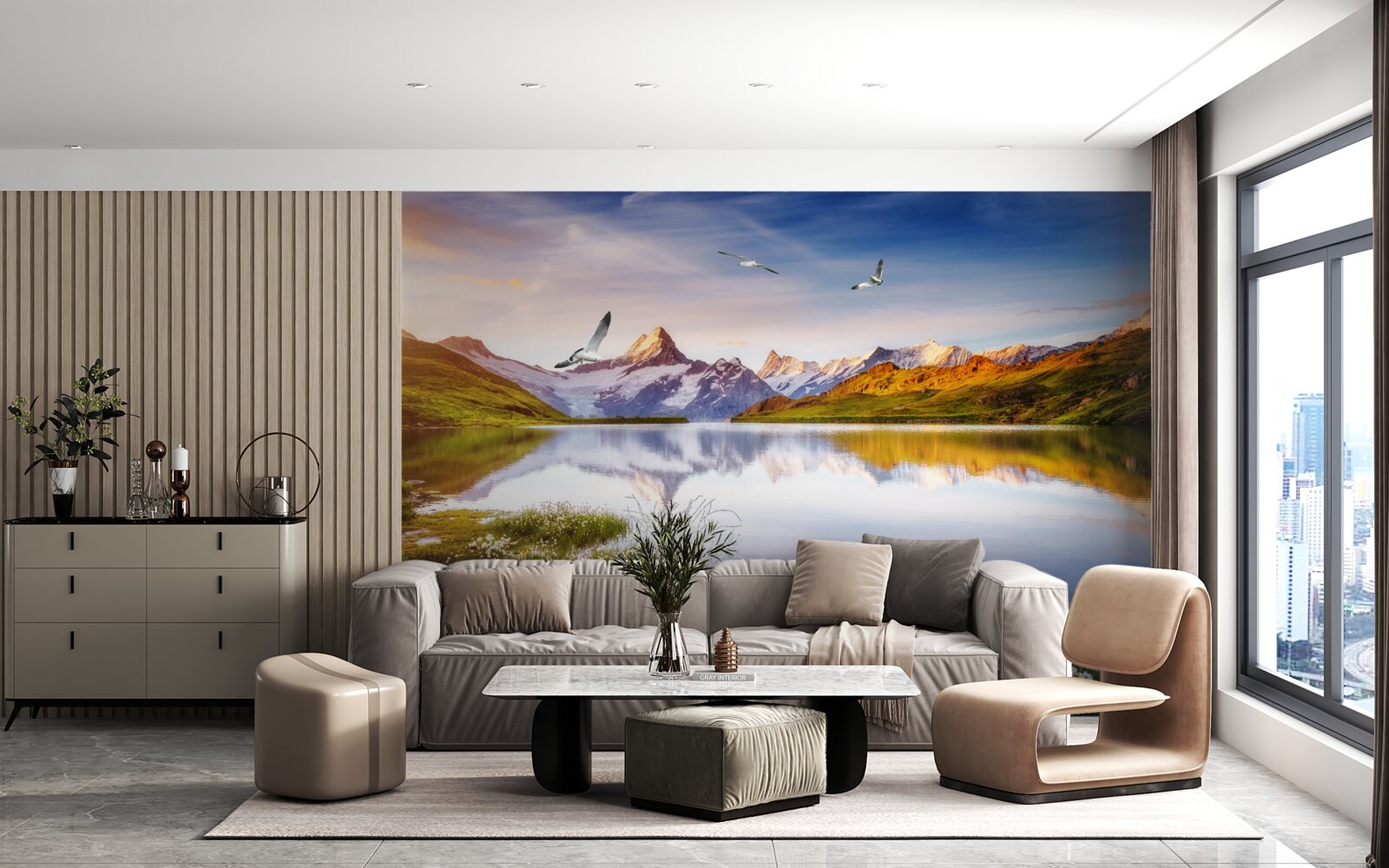 Fototapeta západ slnka nad horskou riekou