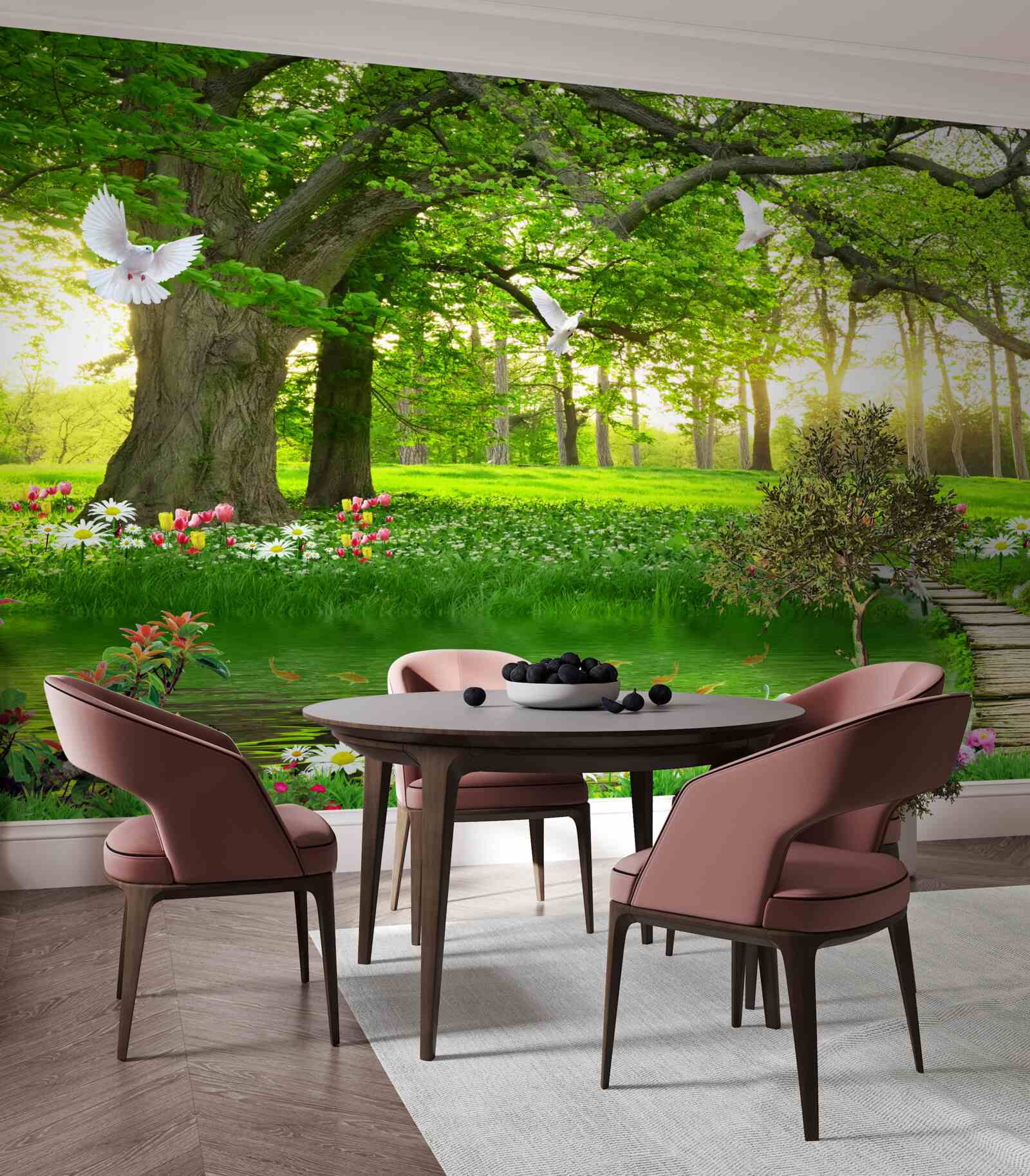 Fototapeta na úsvite je slnečná lúka zelená