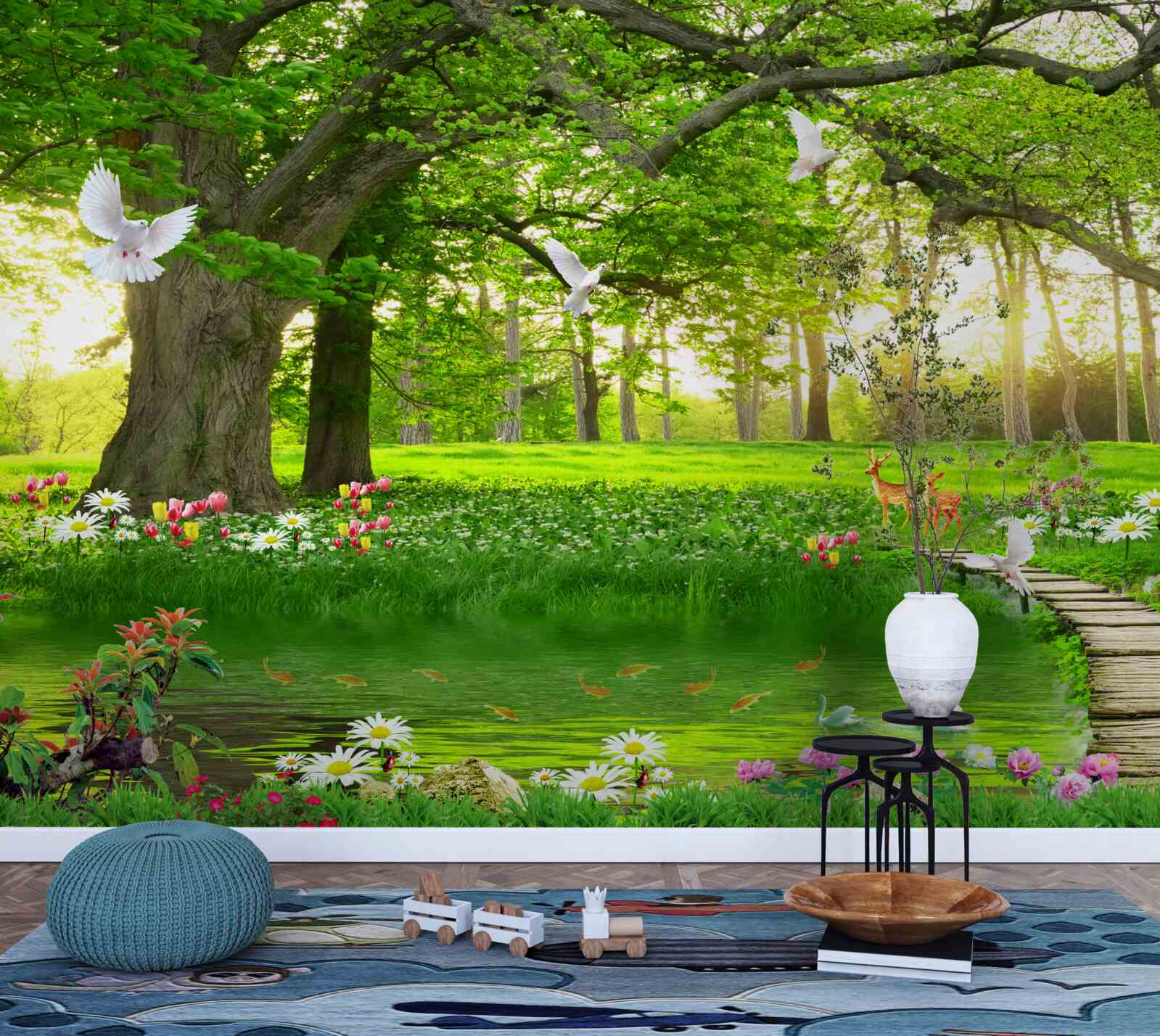 Fototapeta na úsvite je slnečná lúka zelená