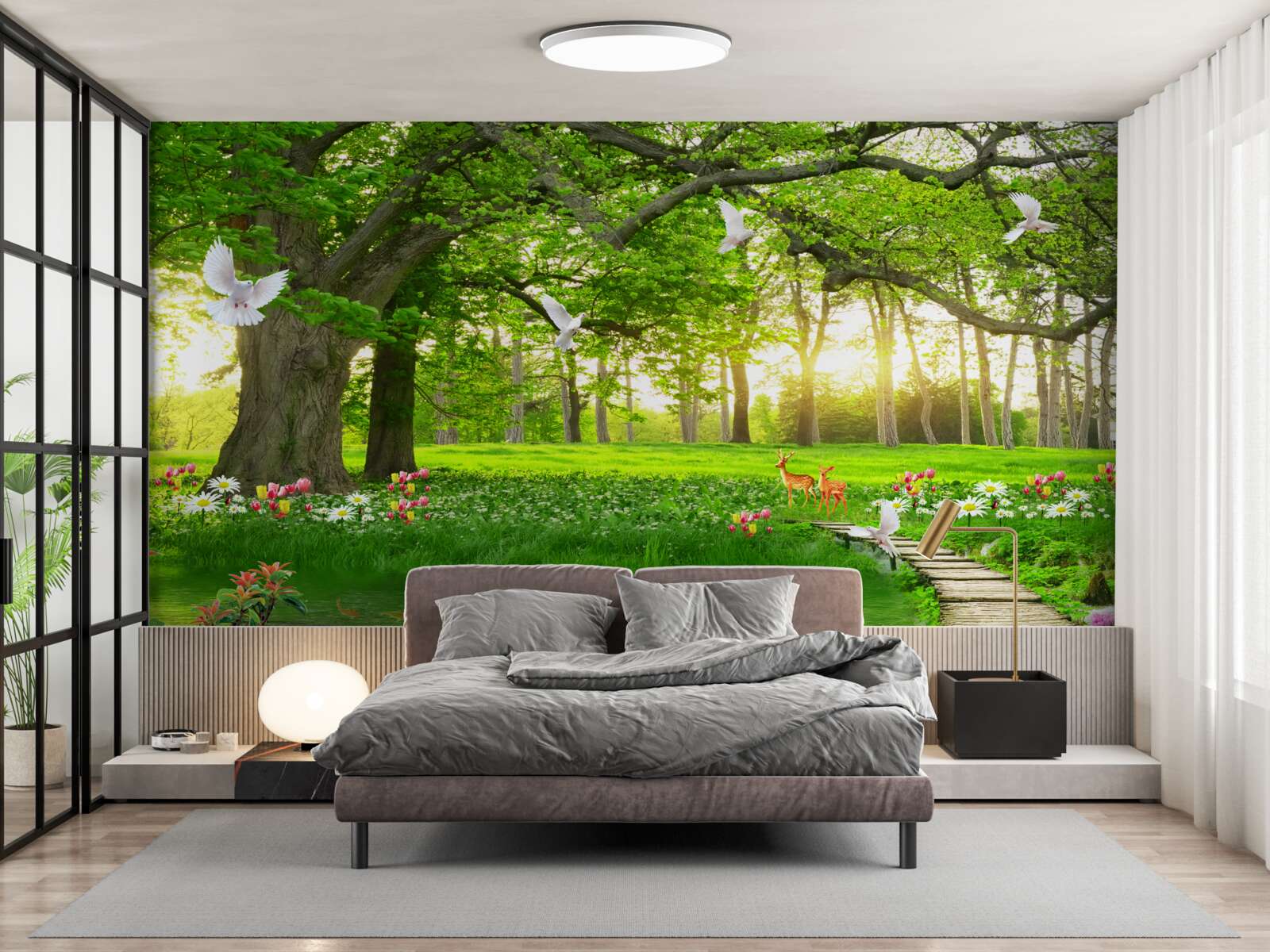 Fototapeta na úsvite je slnečná lúka zelená