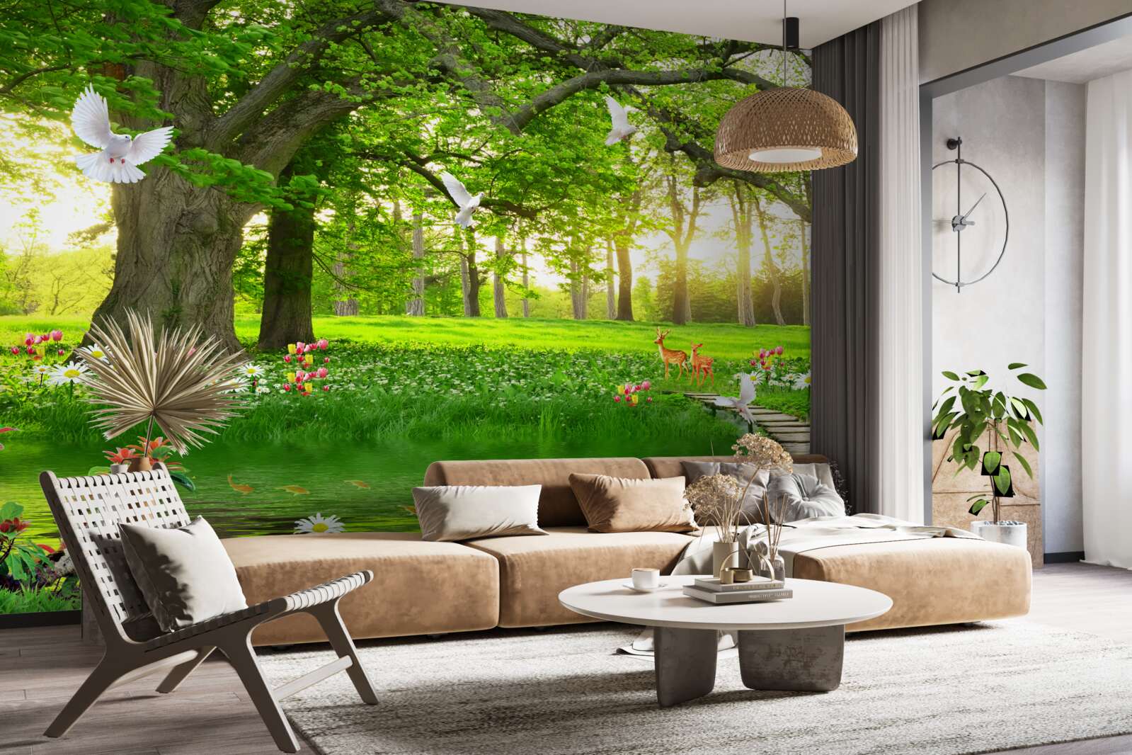 Fototapeta na úsvite je slnečná lúka zelená