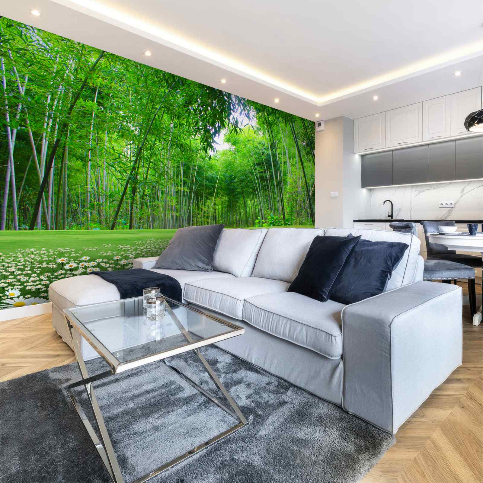 Fototapeta pole, ktoré sa stáva bambusovým hájom