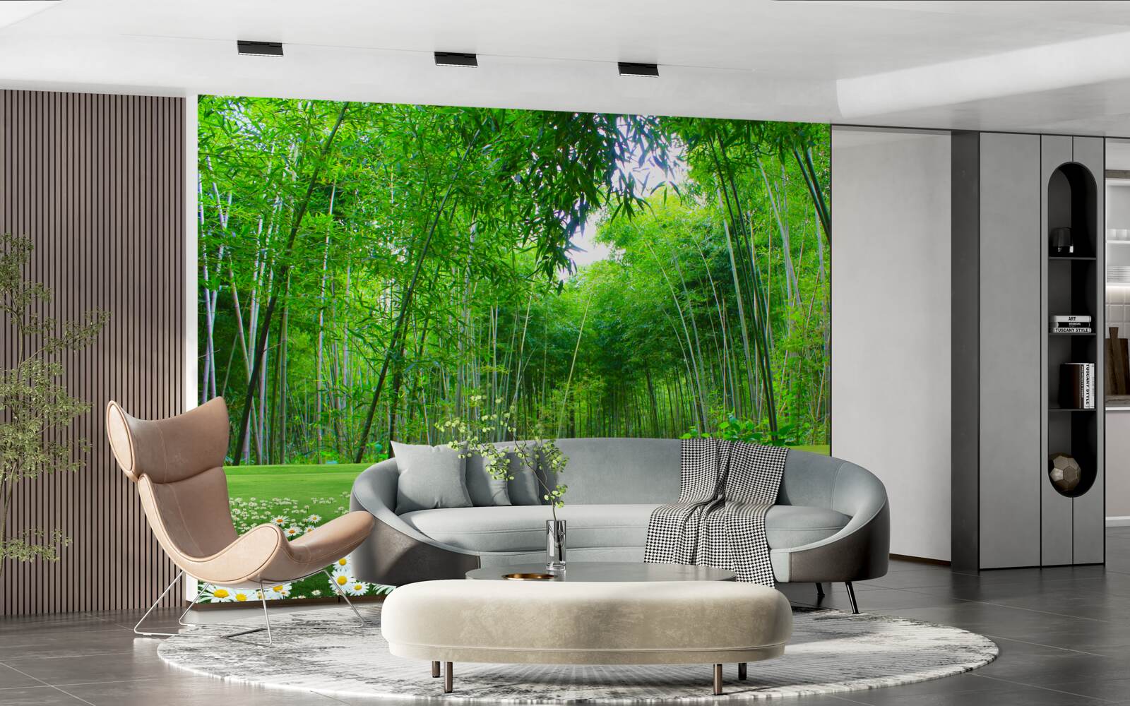 Fototapeta pole, ktoré sa stáva bambusovým hájom