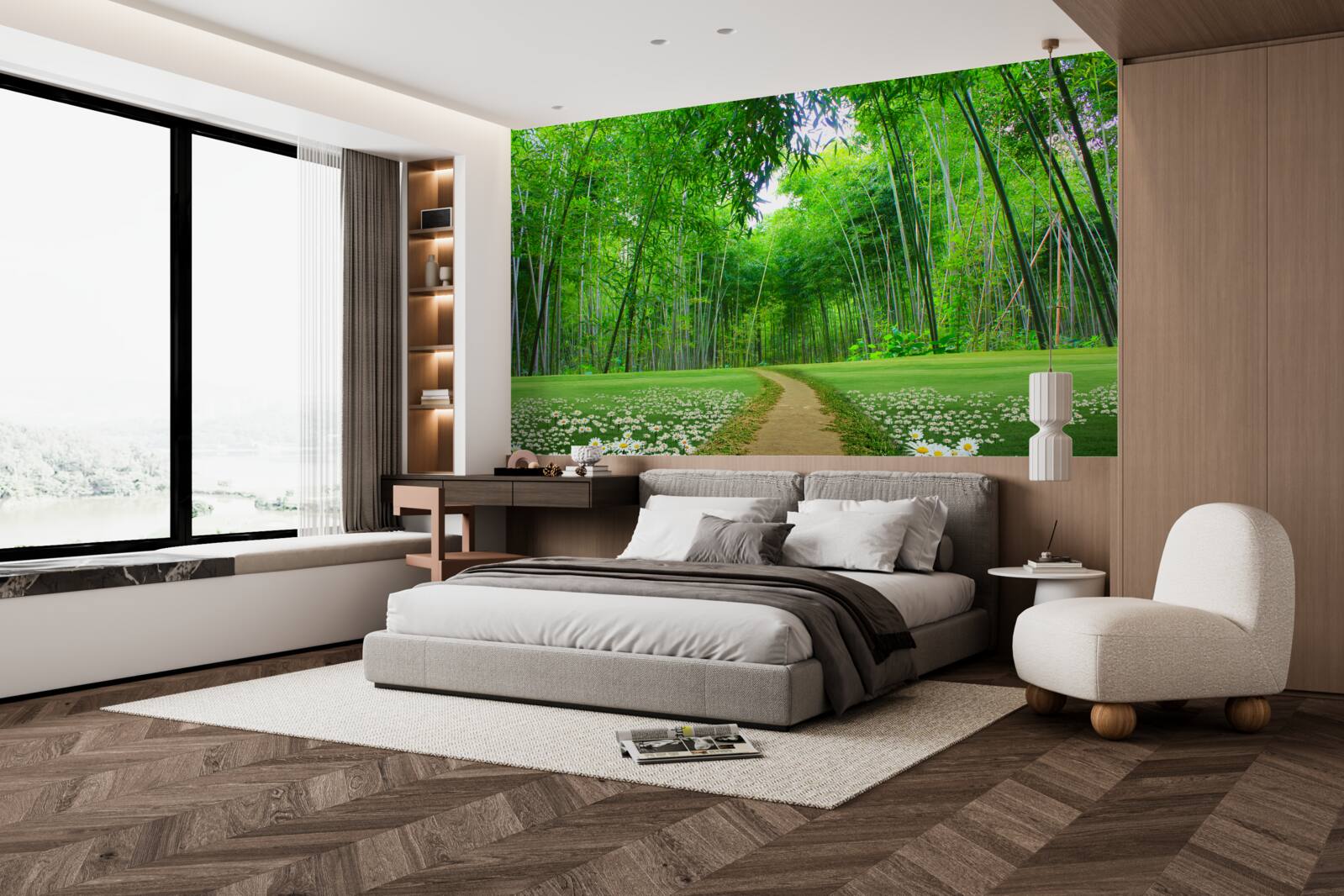 Fototapeta pole, ktoré sa stáva bambusovým hájom