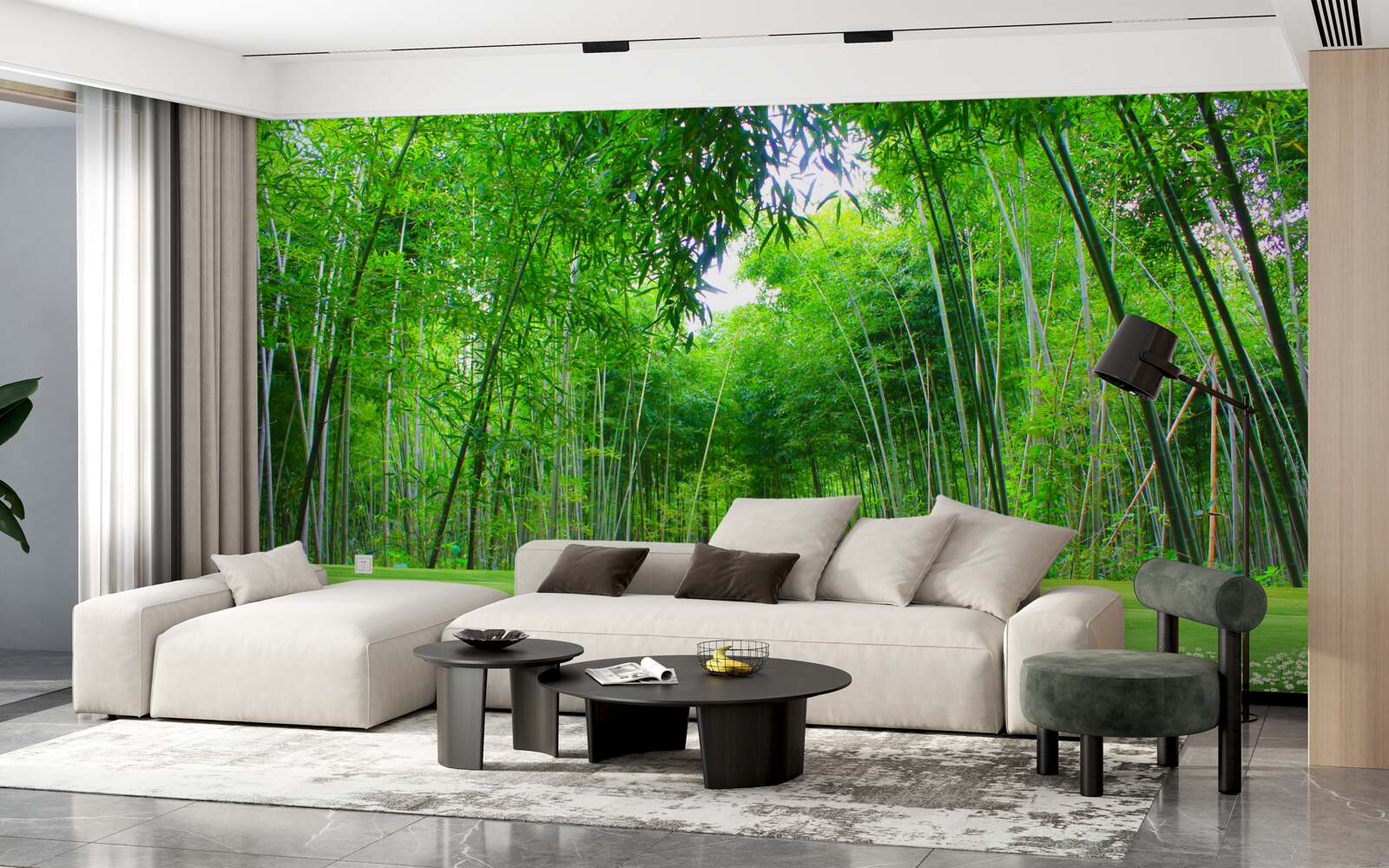 Fototapeta pole, ktoré sa stáva bambusovým hájom