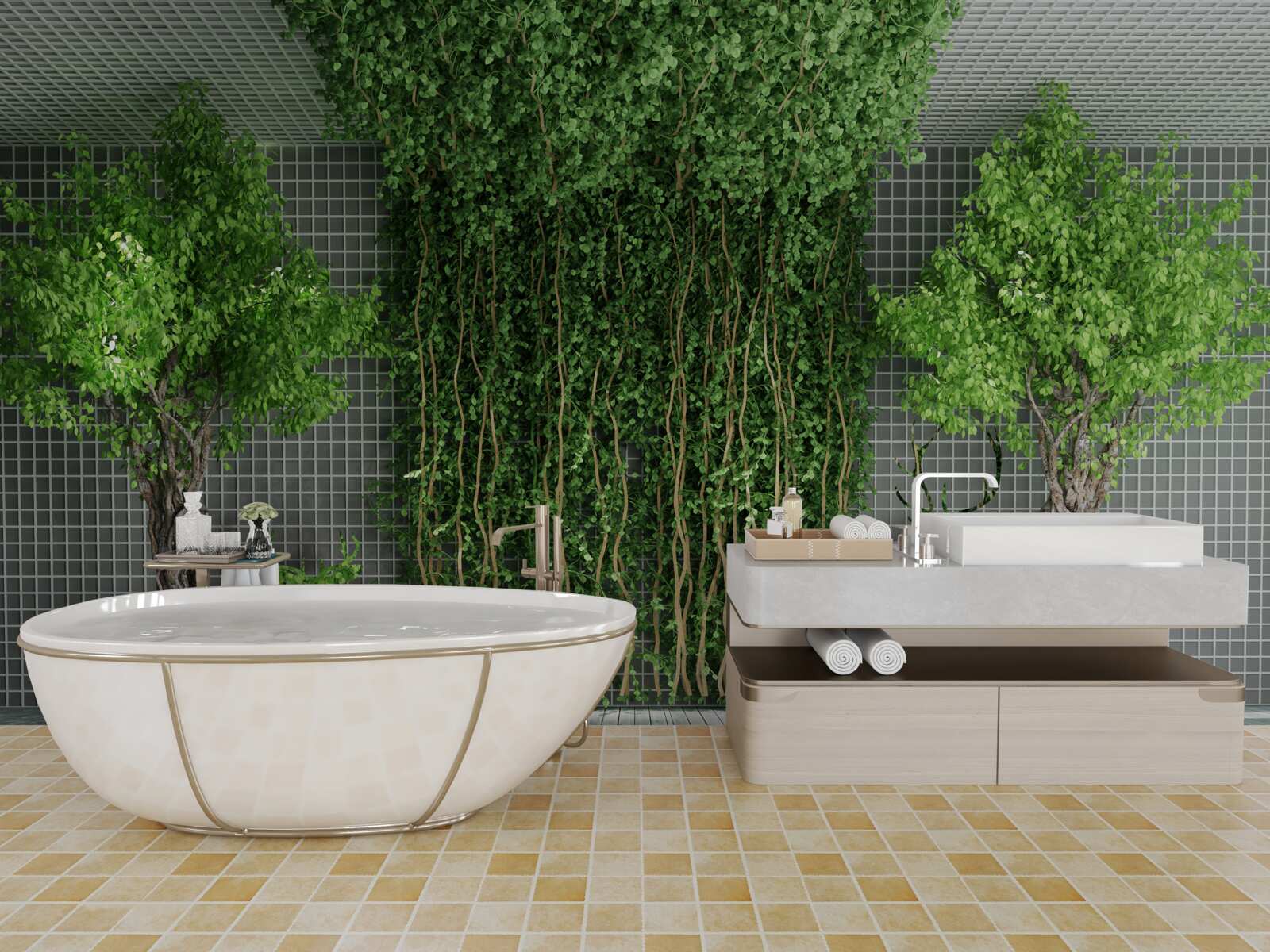 Fototapeta zelený les obklopuje scénu jeleňa