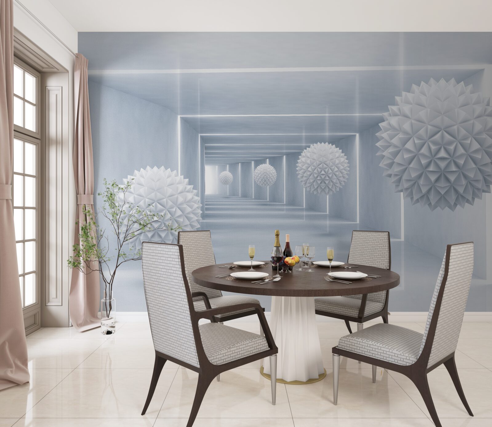 Fototapeta gule a tunel vo vizuálnej perspektíve