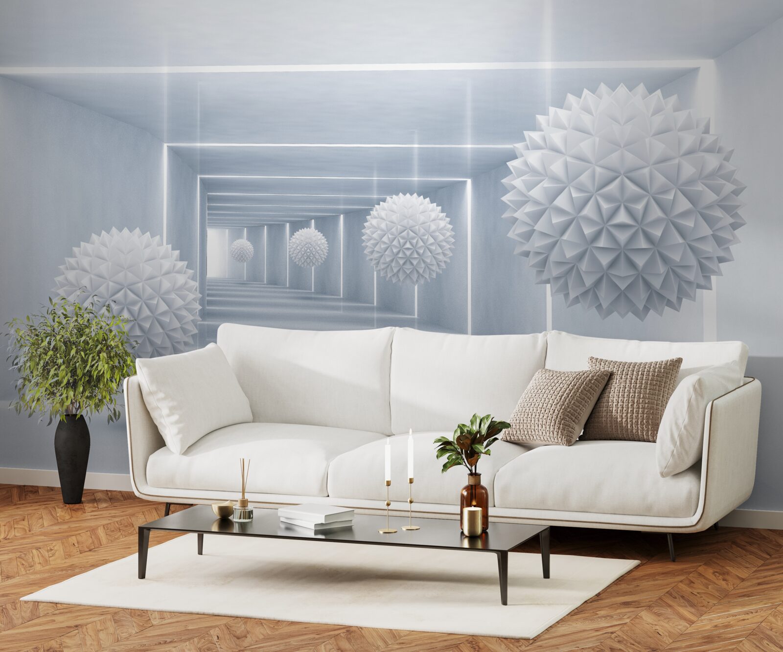 Fototapeta gule a tunel vo vizuálnej perspektíve