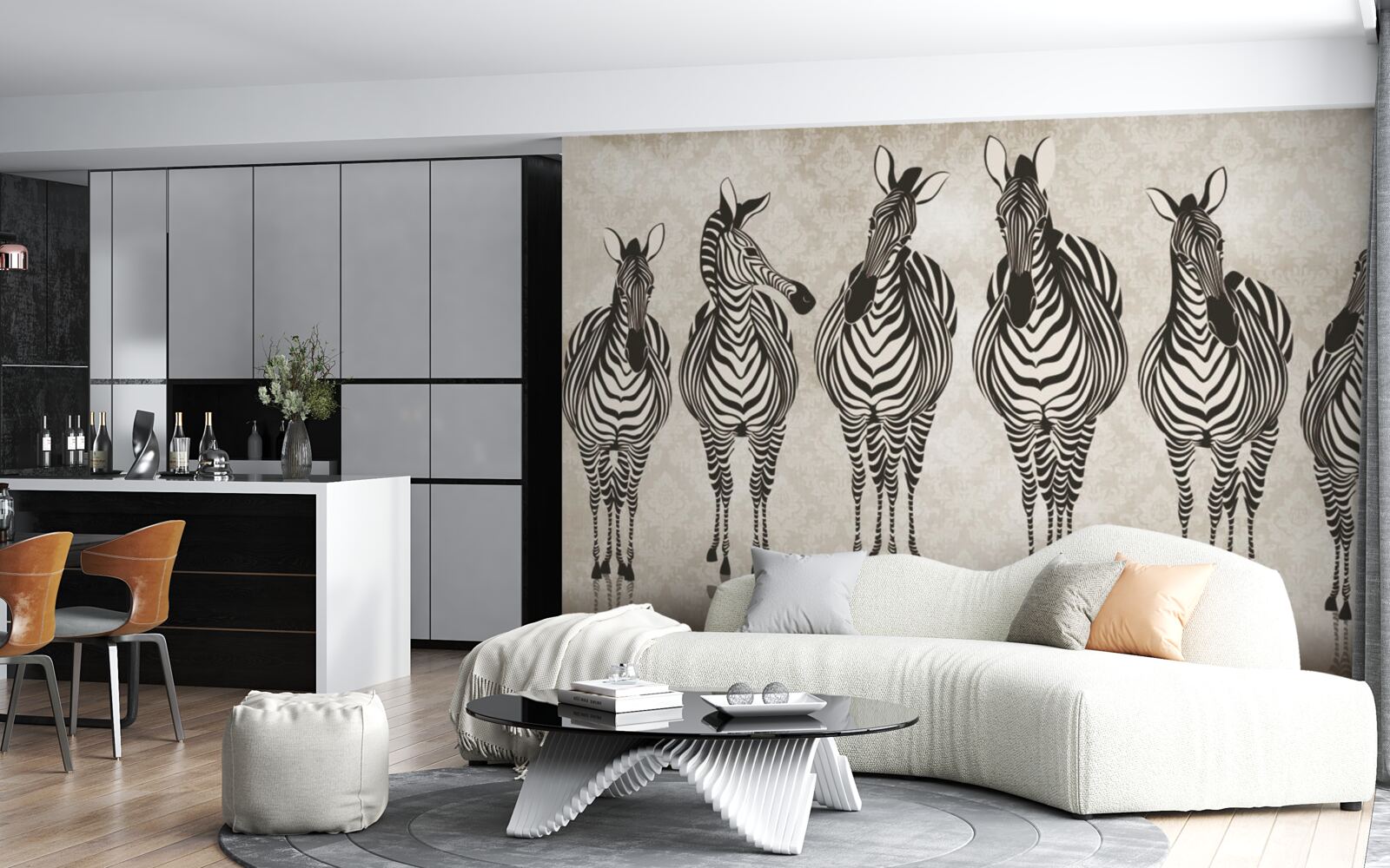 Fototapeta skupina zebier mieri do ich úkrytu