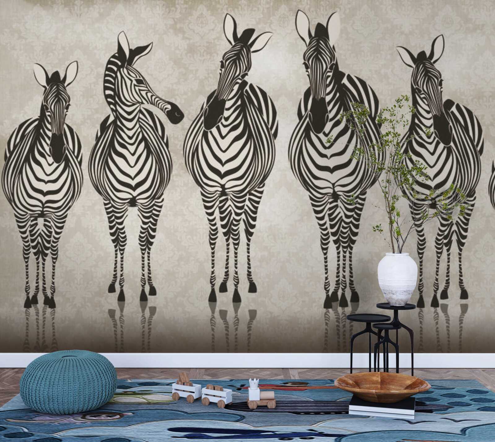 Fototapeta skupina zebier mieri do ich úkrytu