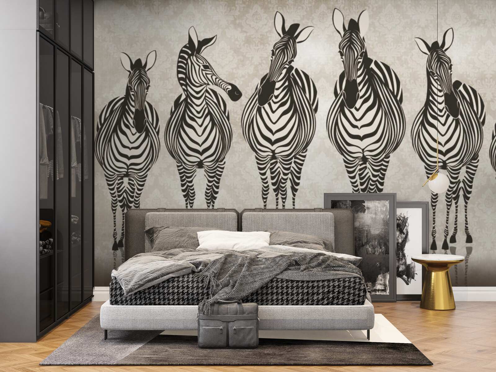 Fototapeta skupina zebier mieri do ich úkrytu