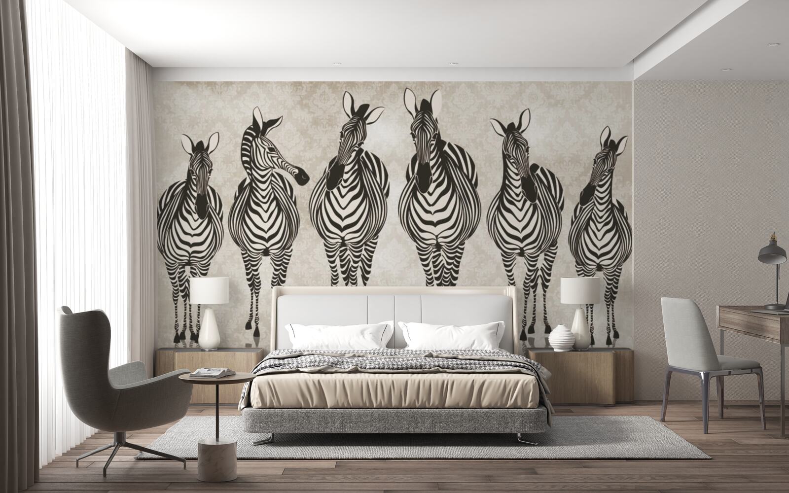 Fototapeta skupina zebier mieri do ich úkrytu