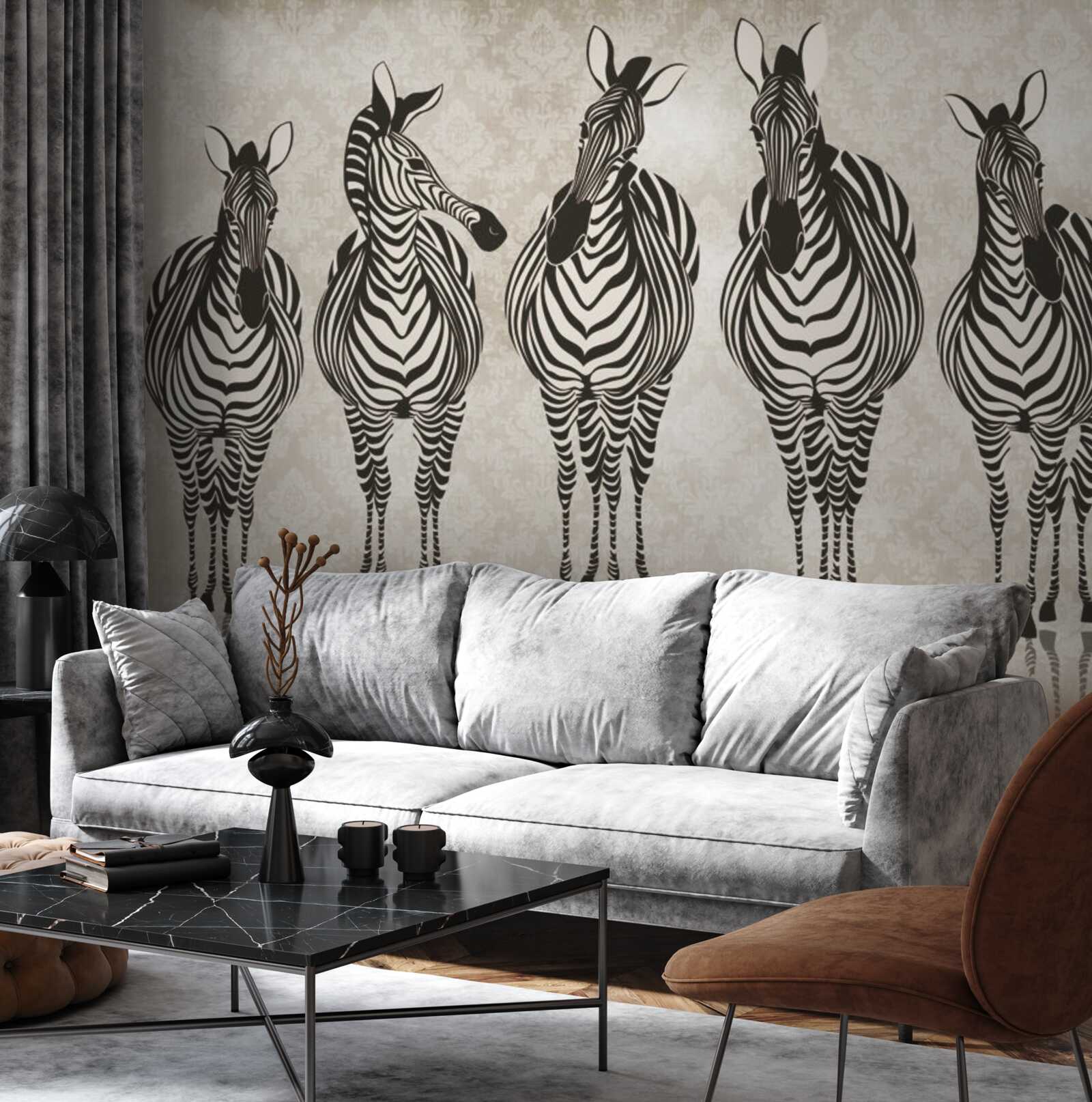 Fototapeta skupina zebier mieri do ich úkrytu