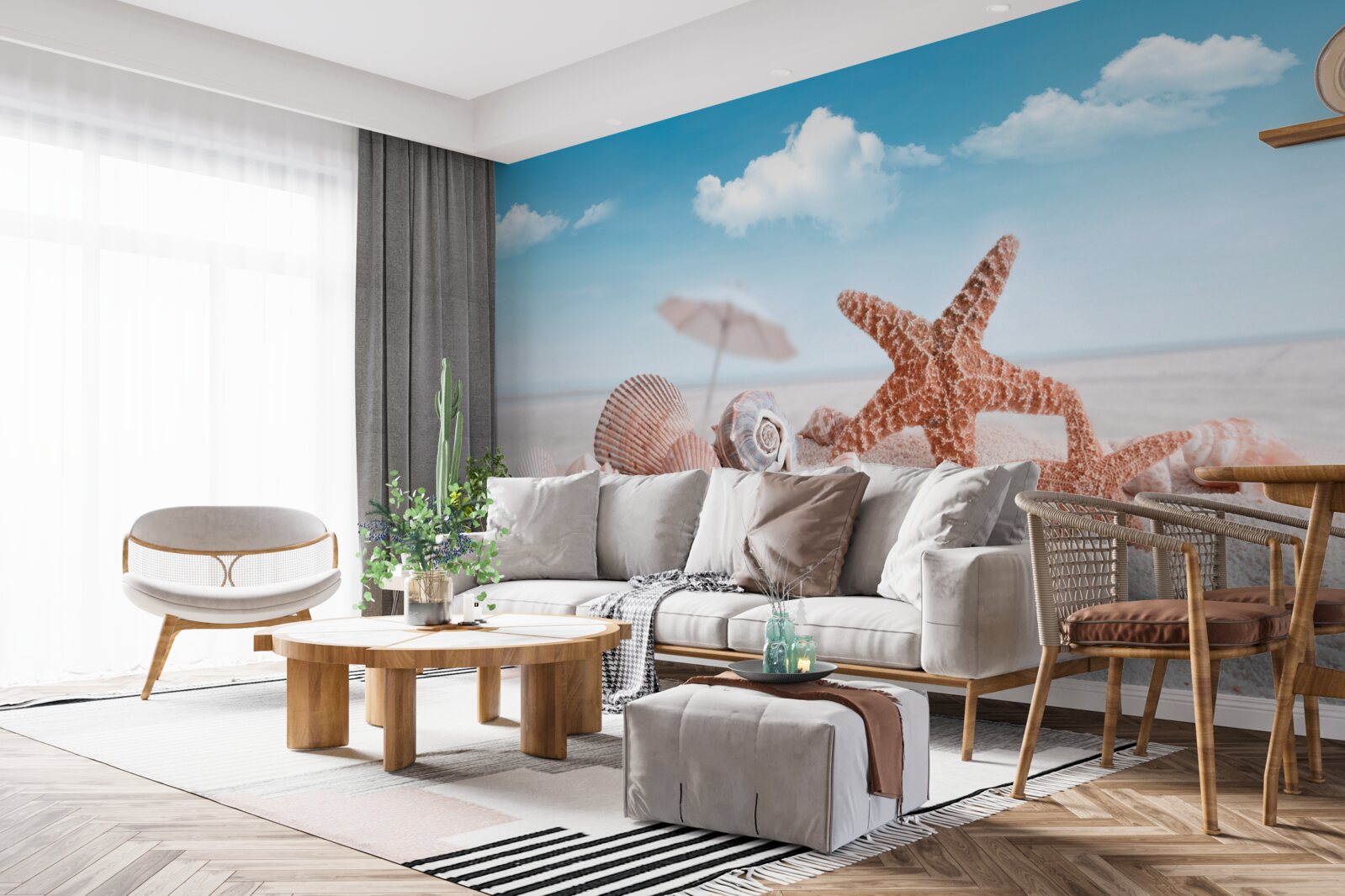 Fototapeta lastúry kôrovcov na piesočnatom pobreží