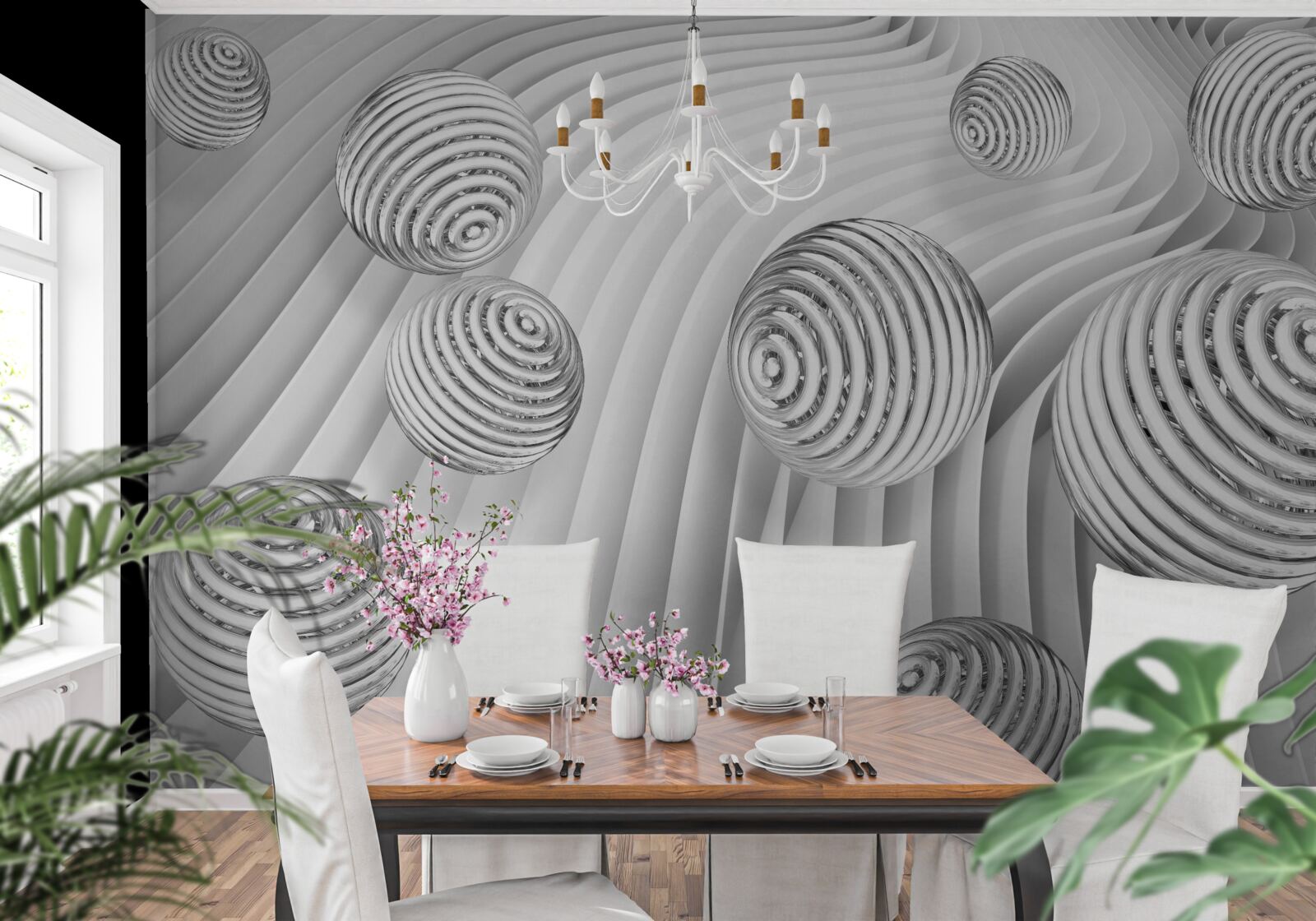 Fototapeta guličky s pruhmi sa hladko pohybujú po povrchu