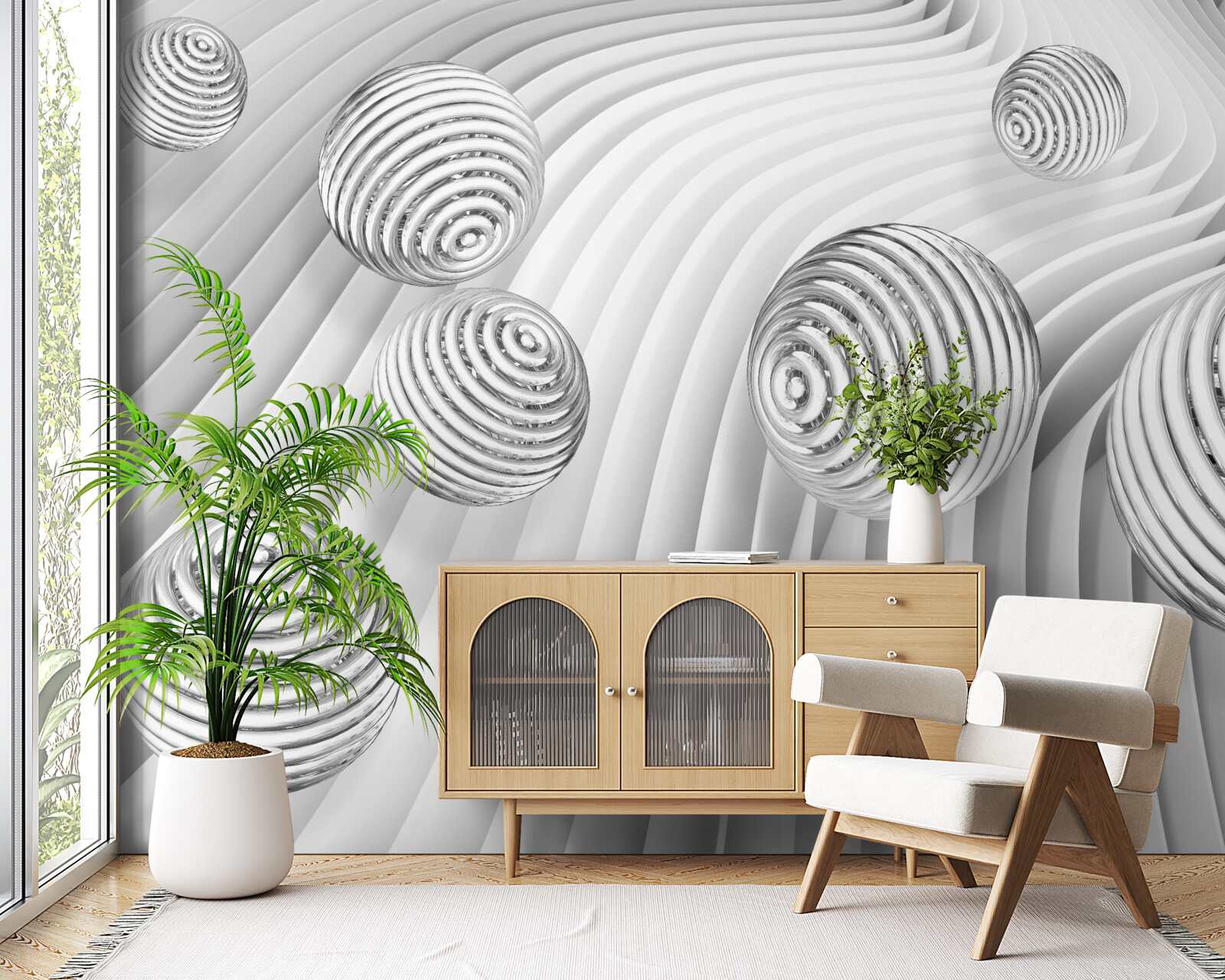 Fototapeta guličky s pruhmi sa hladko pohybujú po povrchu