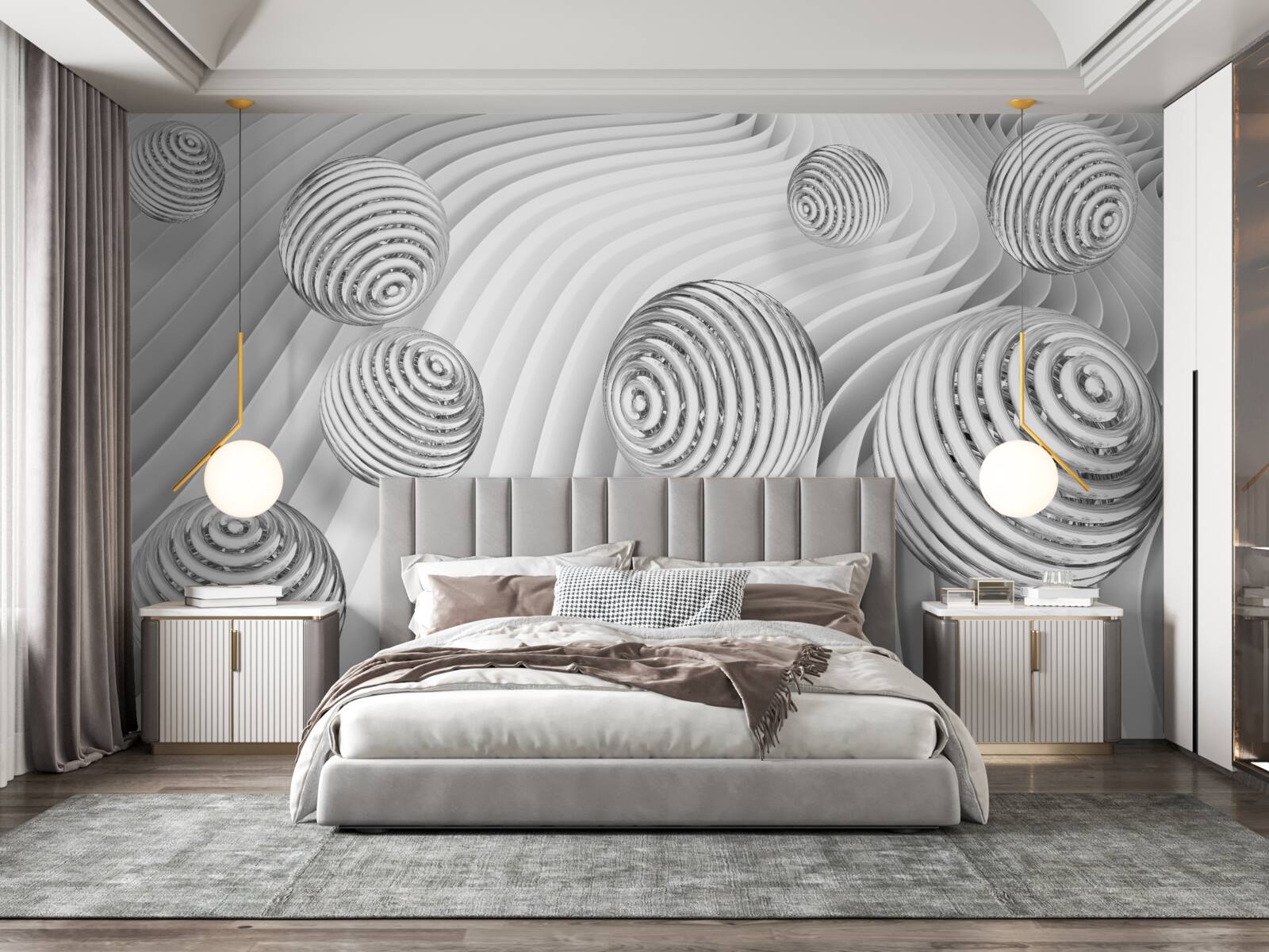 Fototapeta guličky s pruhmi sa hladko pohybujú po povrchu