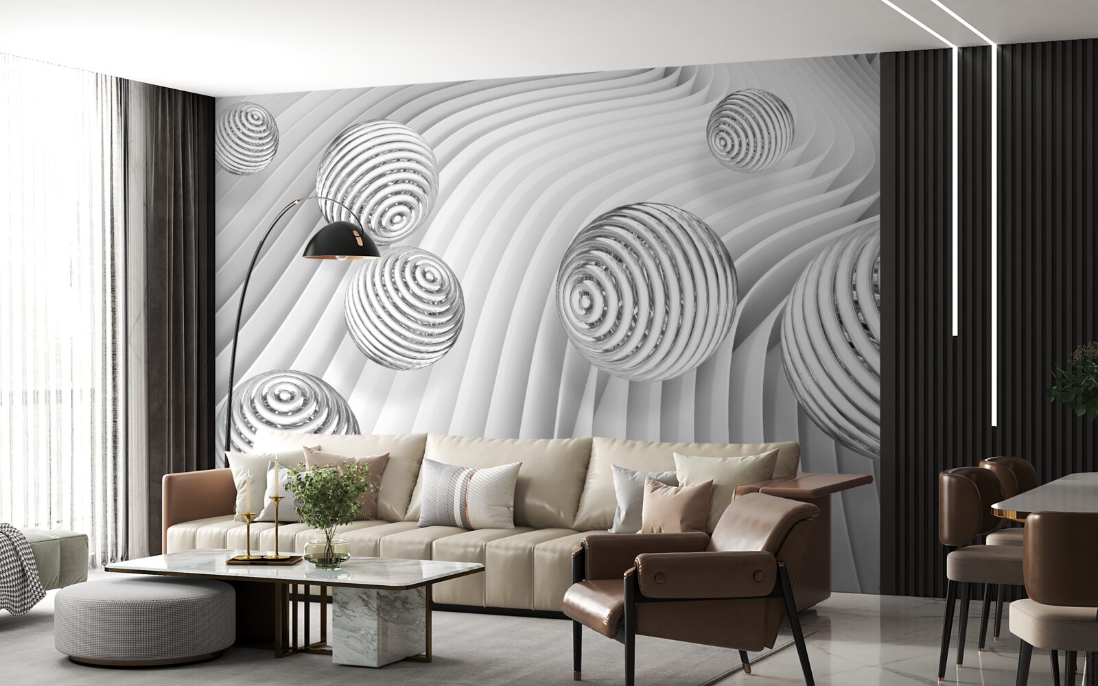 Fototapeta guličky s pruhmi sa hladko pohybujú po povrchu