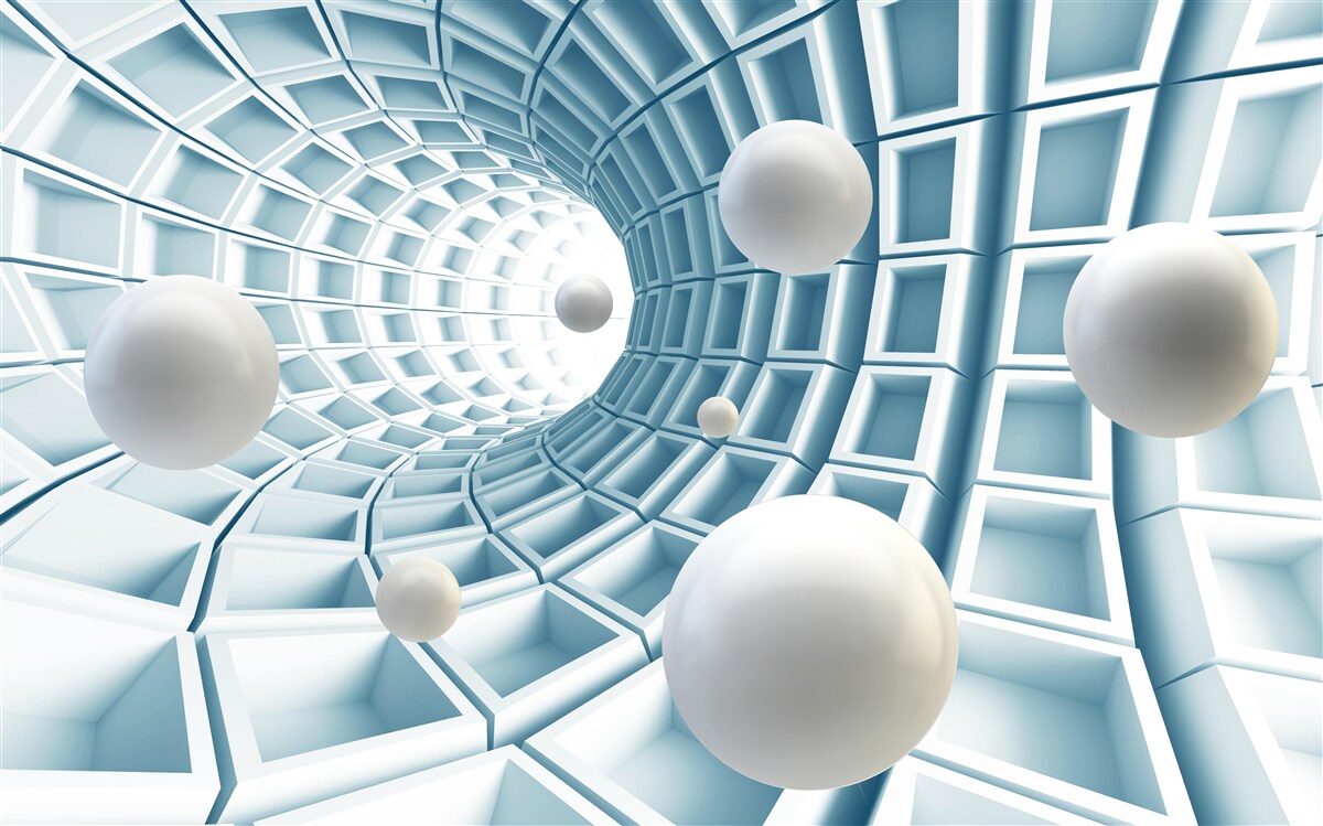 Fototapeta gule svetla plávajú v slabnúcej modrej chodbe