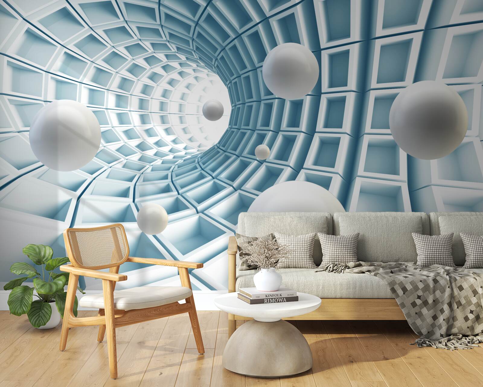 Fototapeta gule svetla plávajú v slabnúcej modrej chodbe