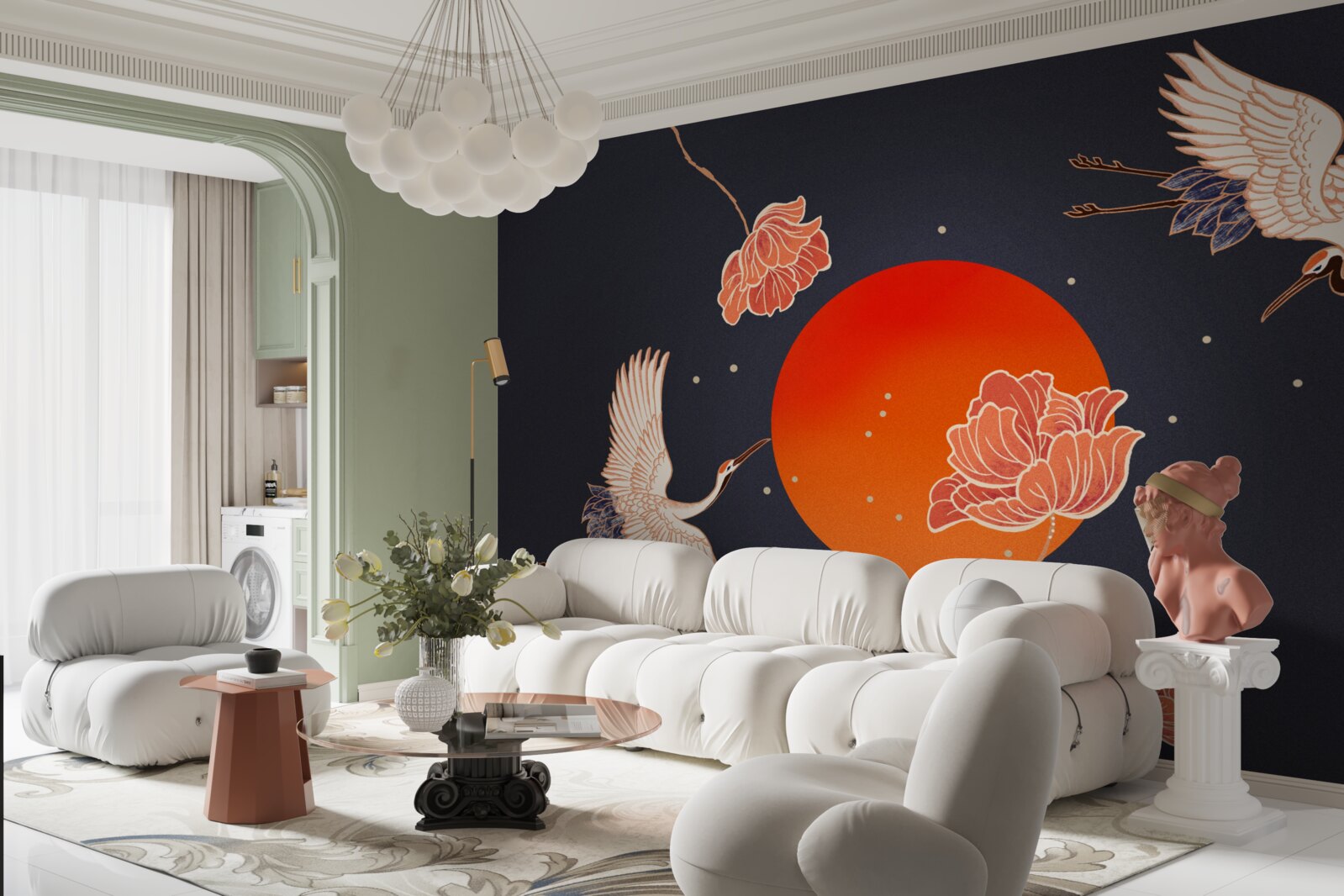 Fototapeta západ slnka označuje odchod žeriavov