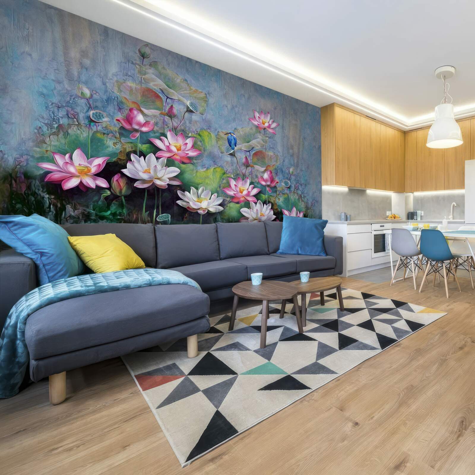 Fototapeta modrý vták medzi leknami