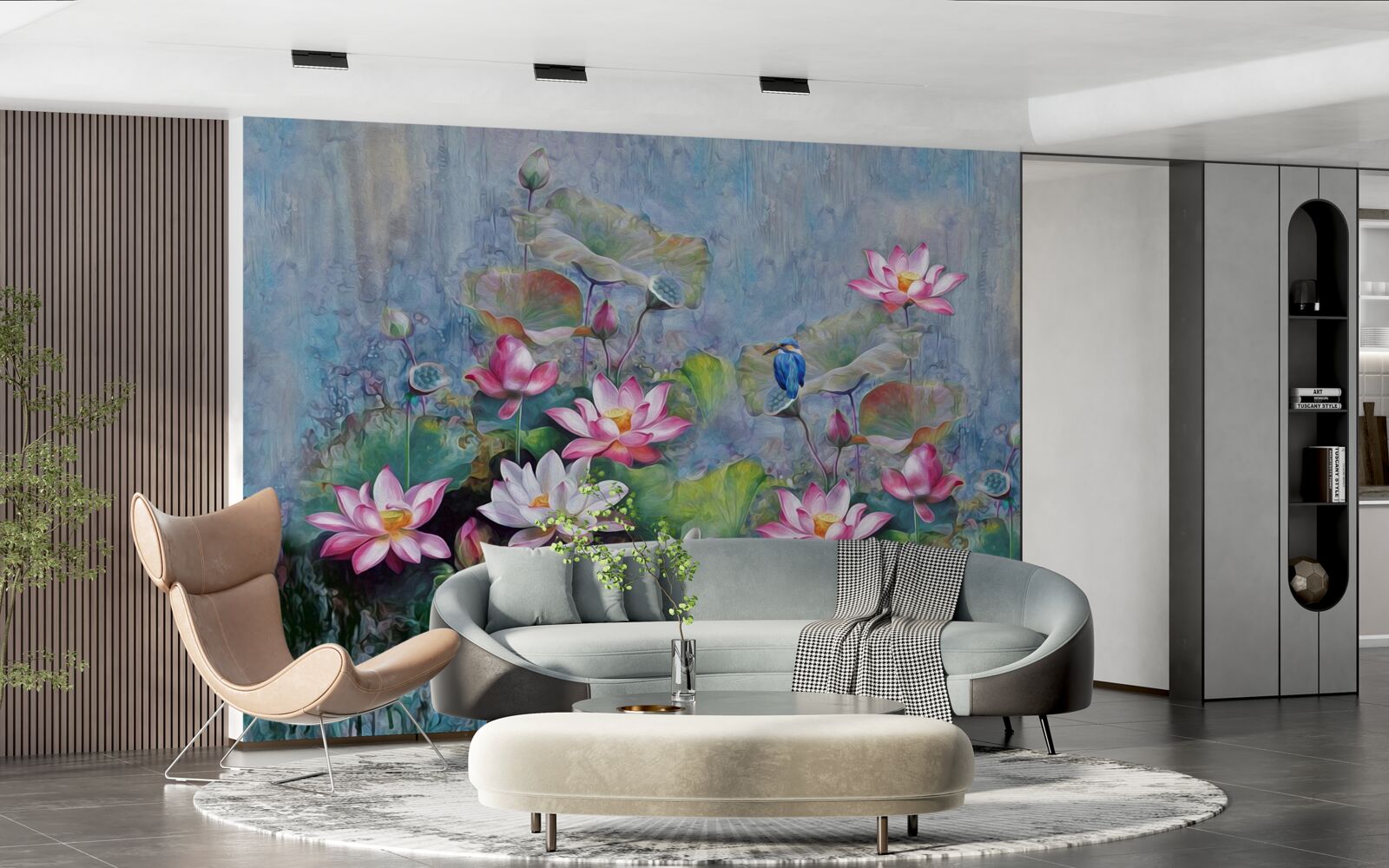 Fototapeta modrý vták medzi leknami