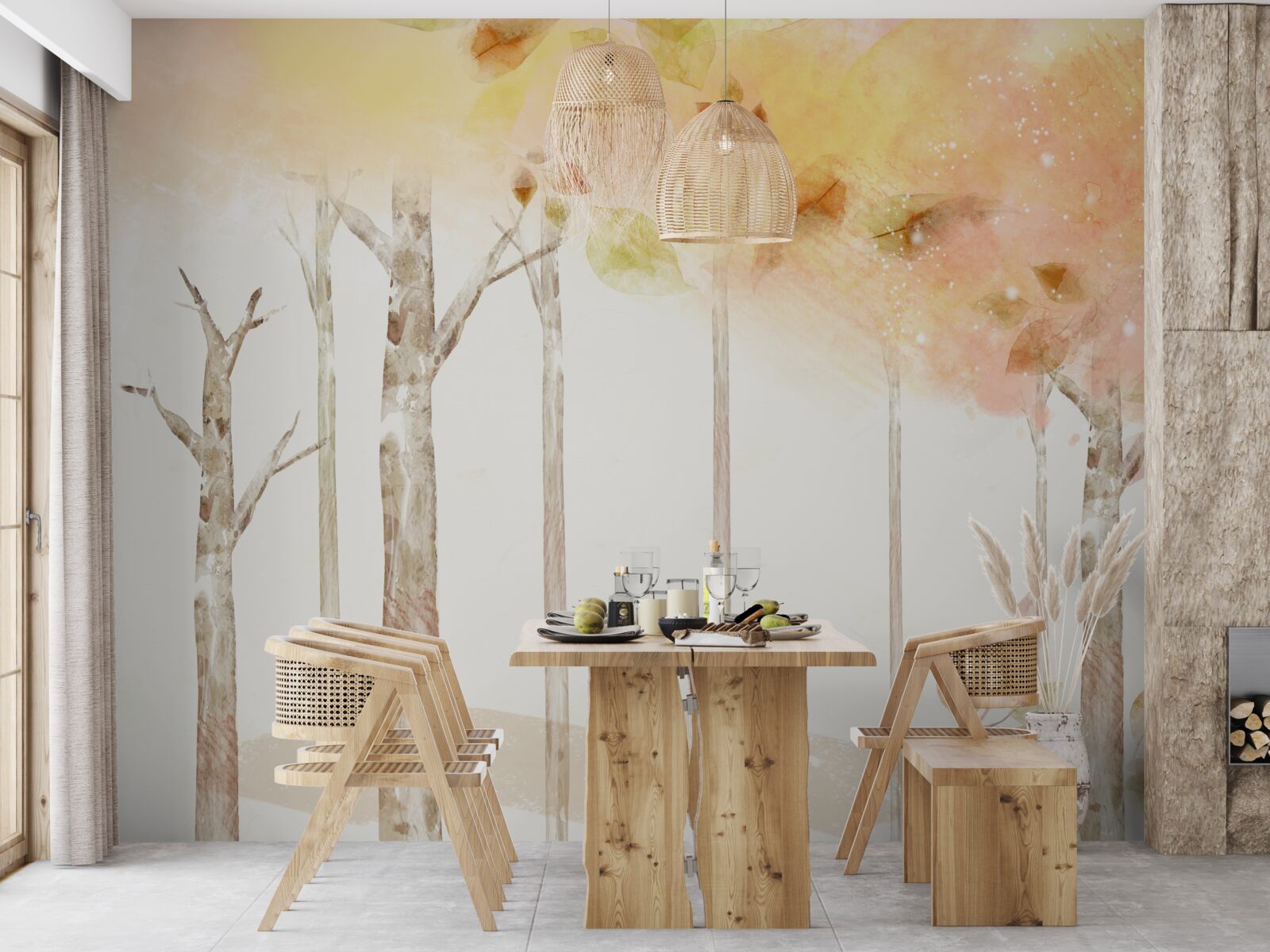 Fototapeta stromy na jeseň strácajú listy