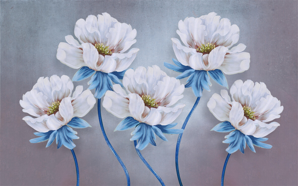 Fototapeta kvety sú biele s modrým odtieňom