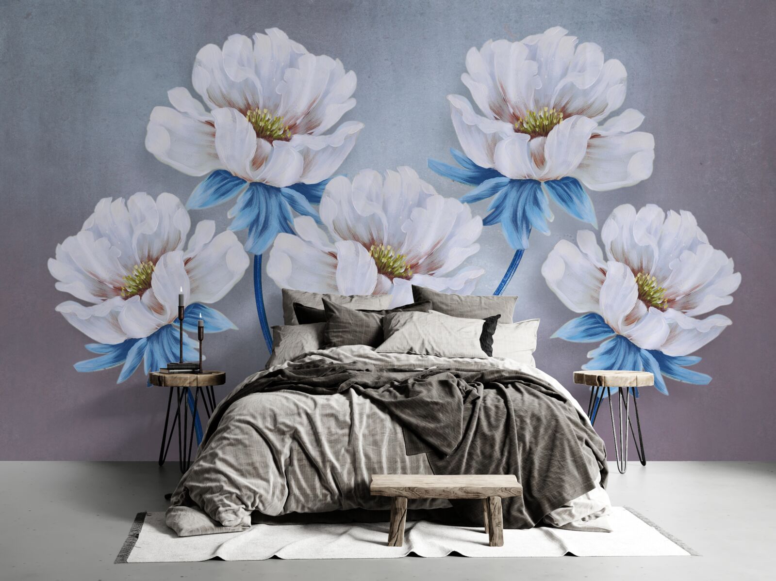 Fototapeta kvety sú biele s modrým odtieňom