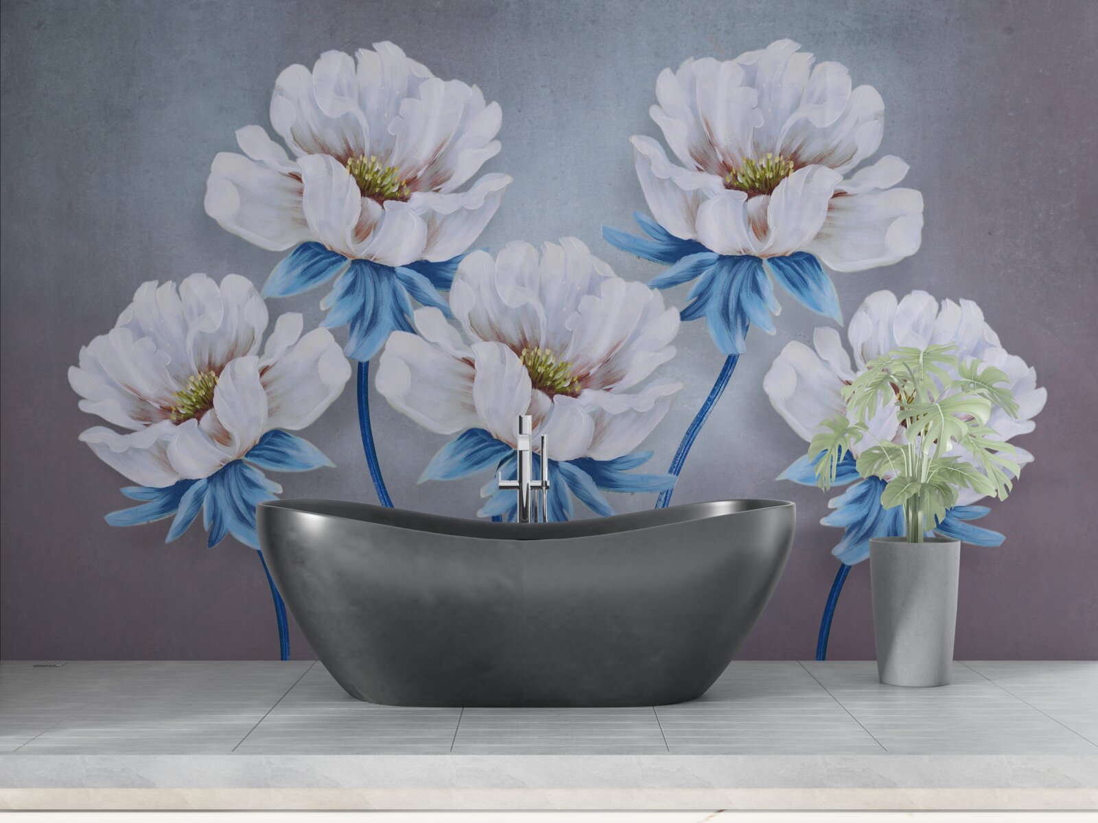 Fototapeta kvety sú biele s modrým odtieňom