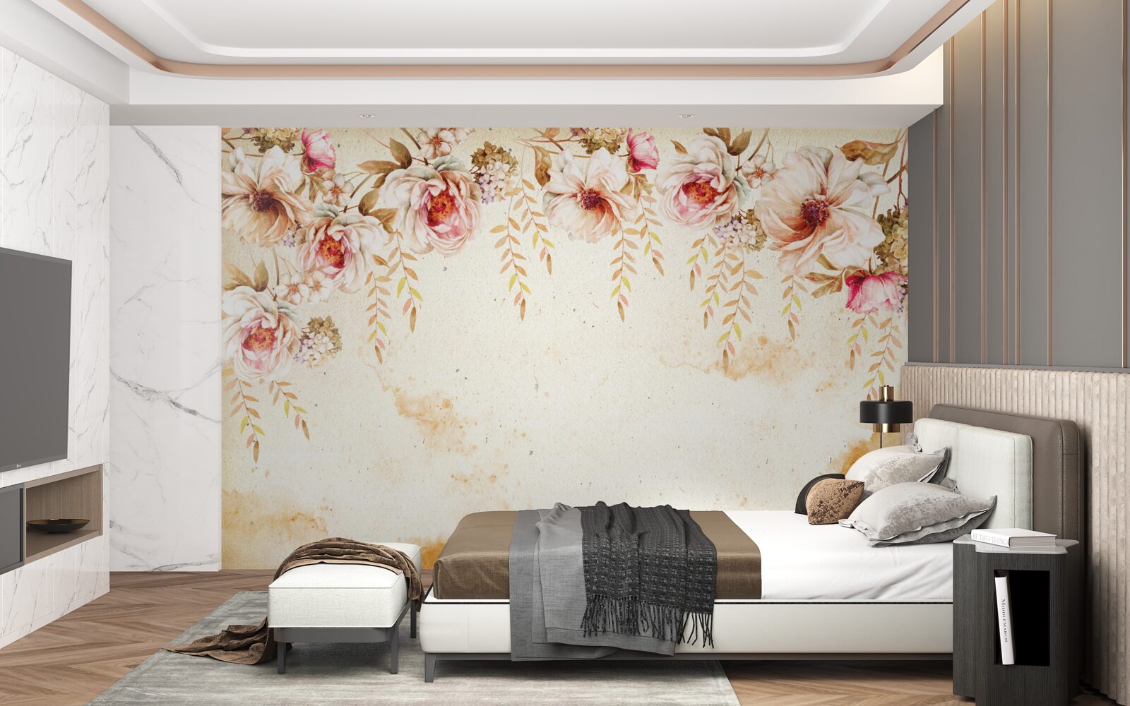 Fototapeta veľké puky kvetov sú umiestnené na svetlom pozadí