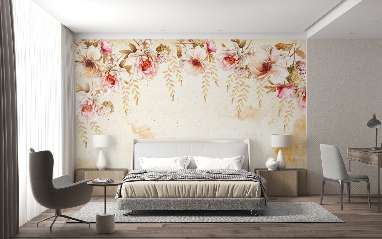 Fototapeta veľké puky kvetov sú umiestnené na svetlom pozadí