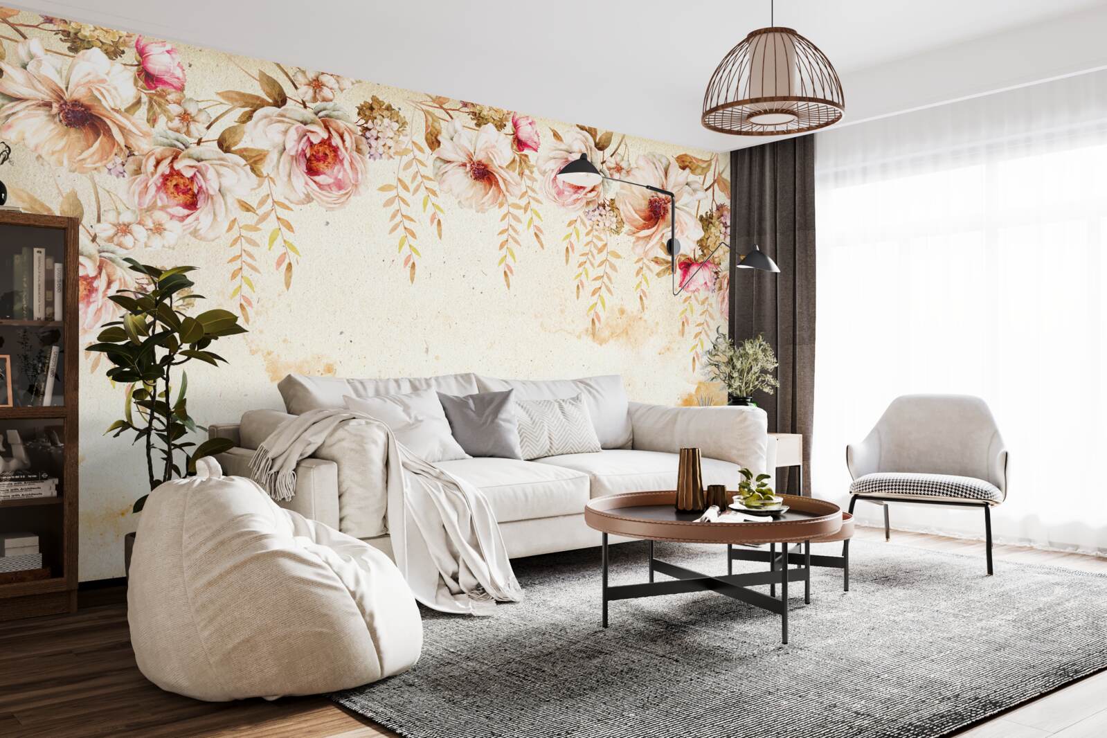 Fototapeta veľké puky kvetov sú umiestnené na svetlom pozadí