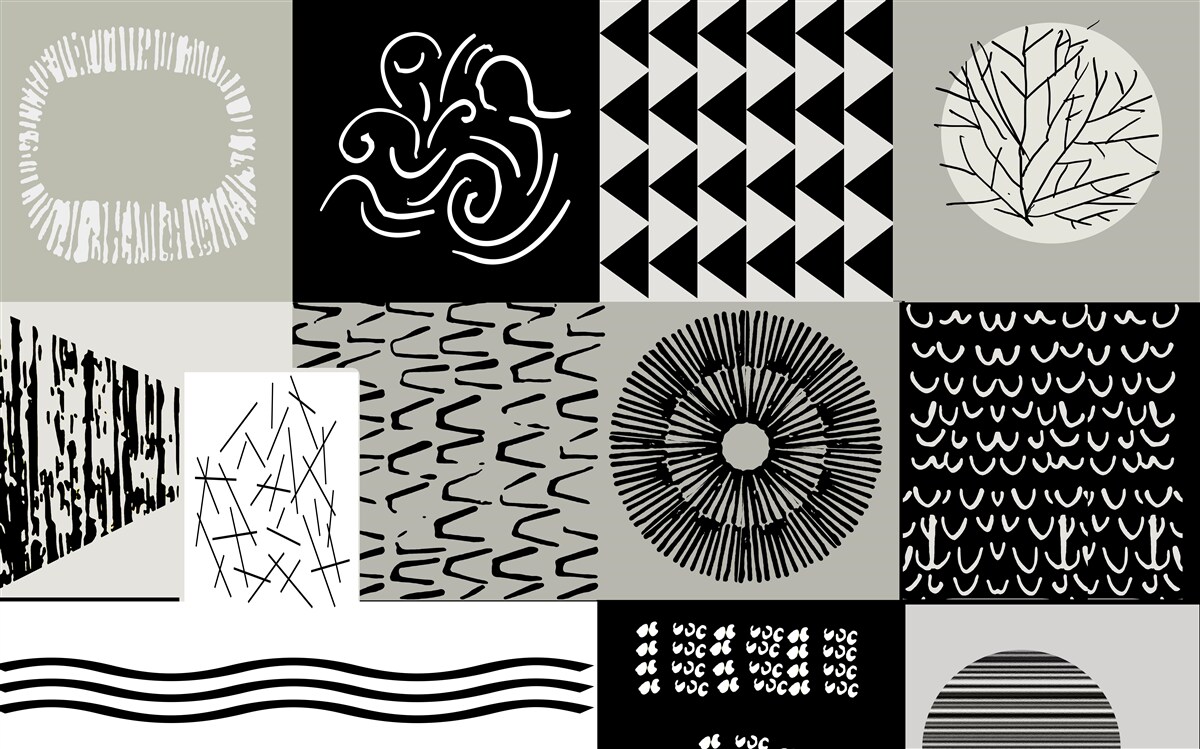 Fototapeta sada mozaík v čiernej a bielej farbe