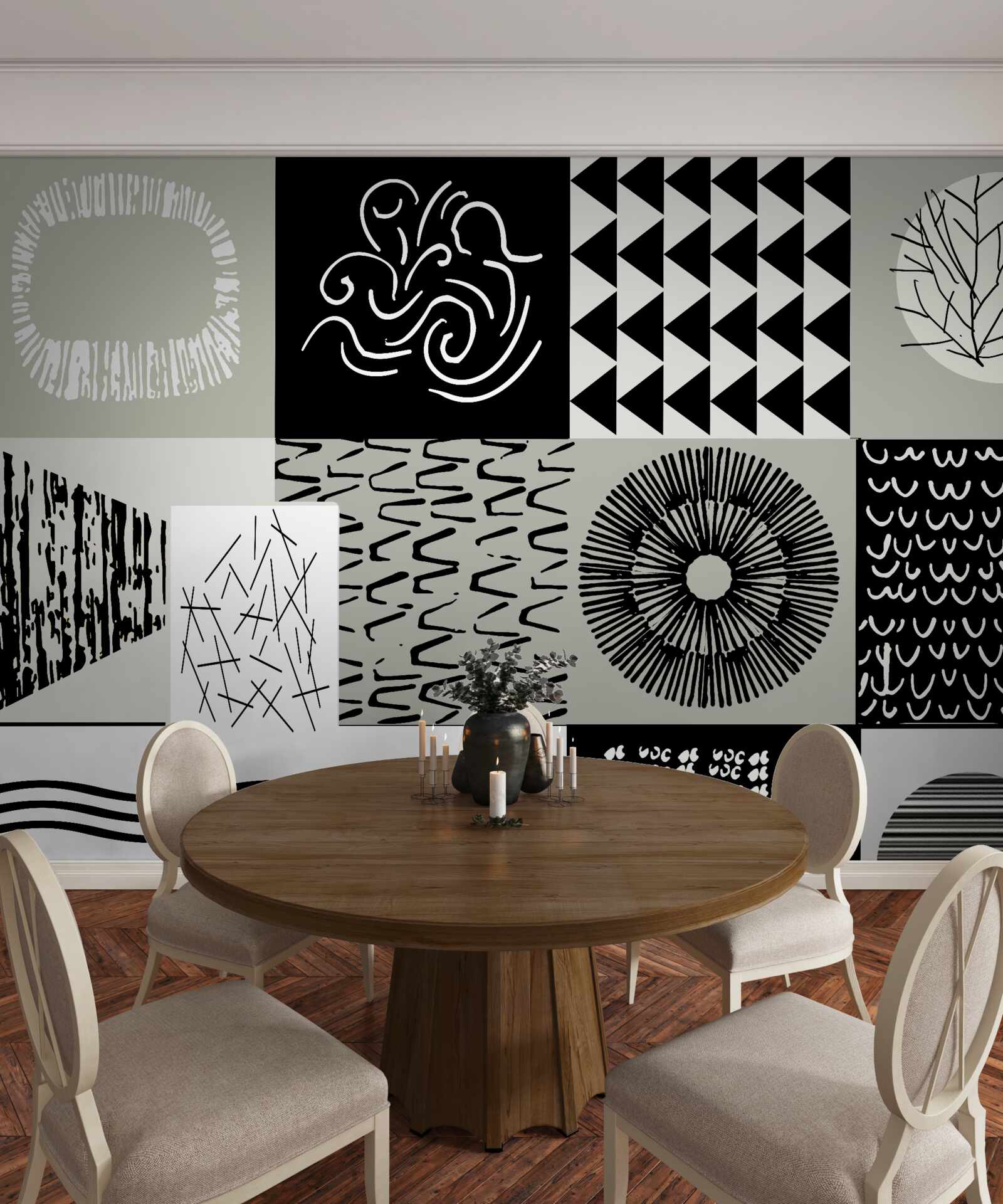 Fototapeta sada mozaík v čiernej a bielej farbe