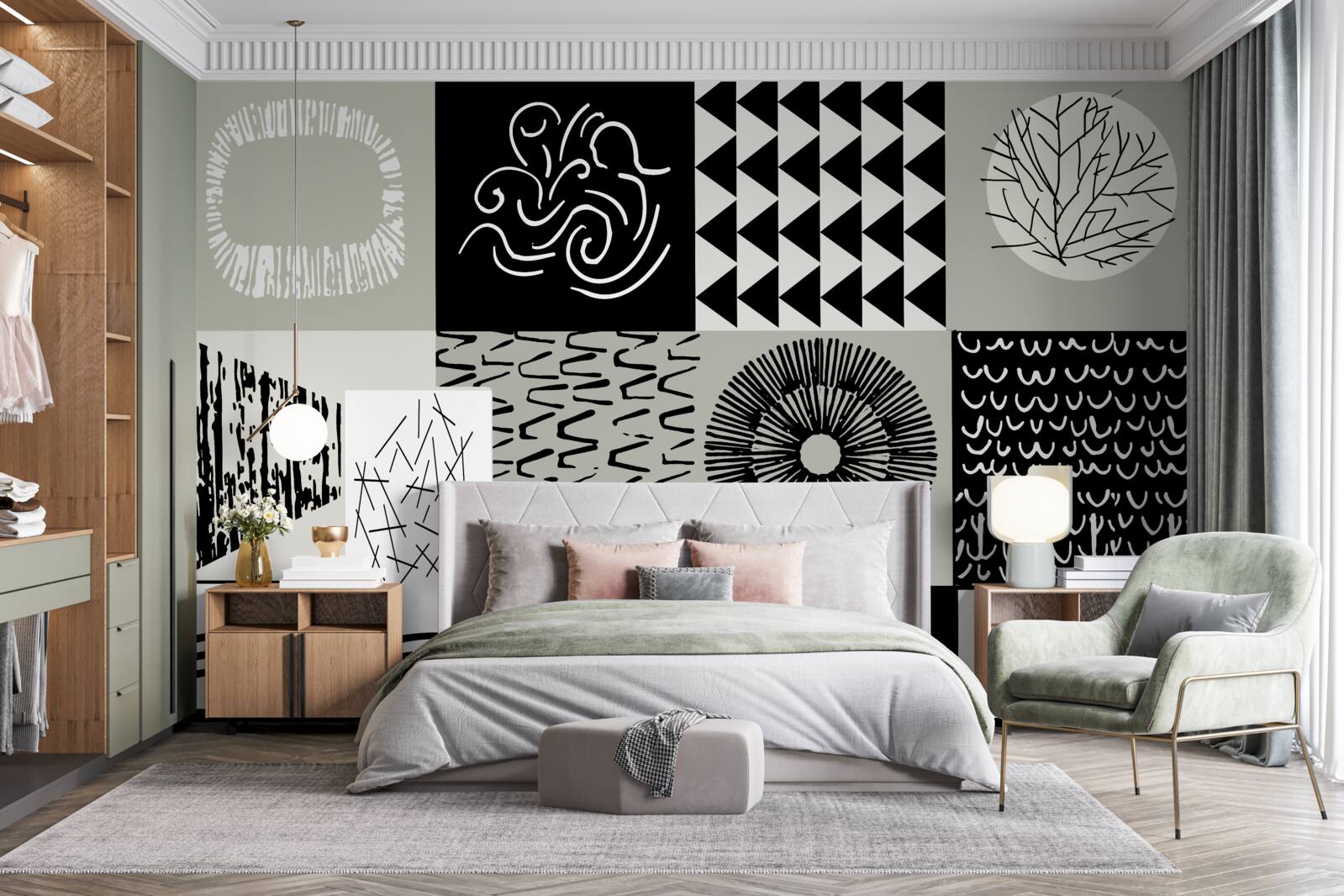 Fototapeta sada mozaík v čiernej a bielej farbe