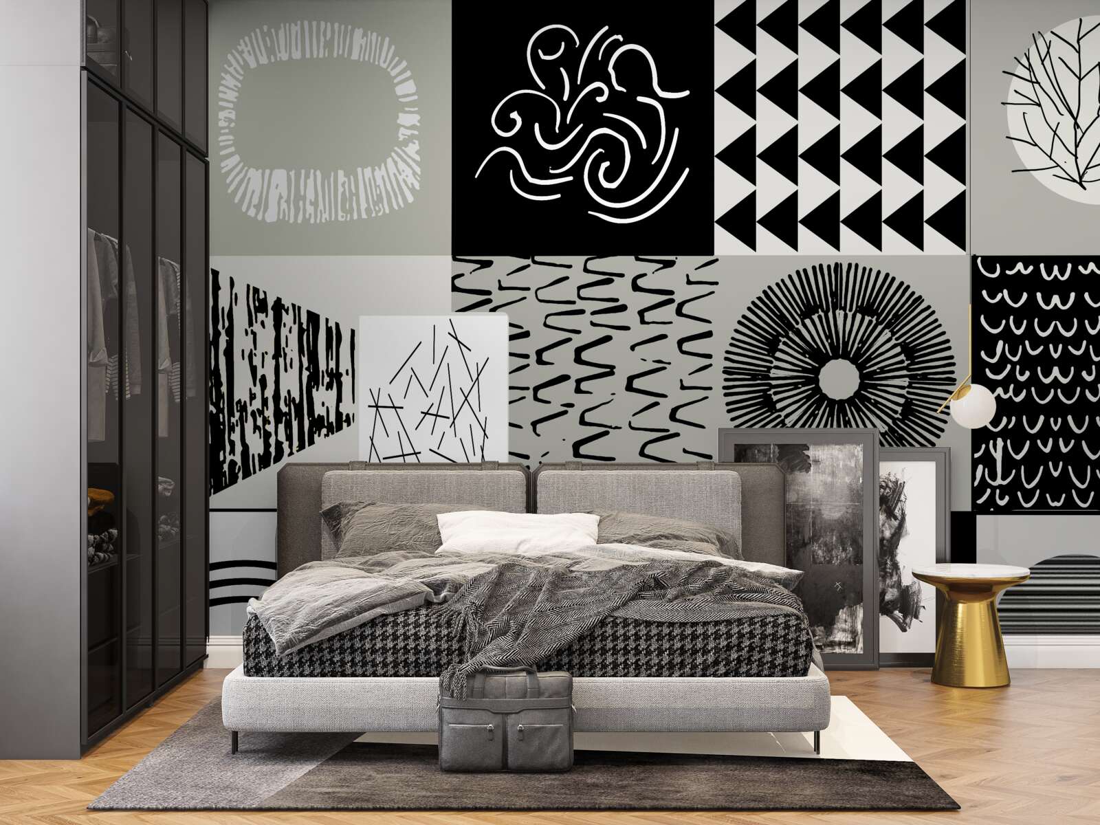 Fototapeta sada mozaík v čiernej a bielej farbe