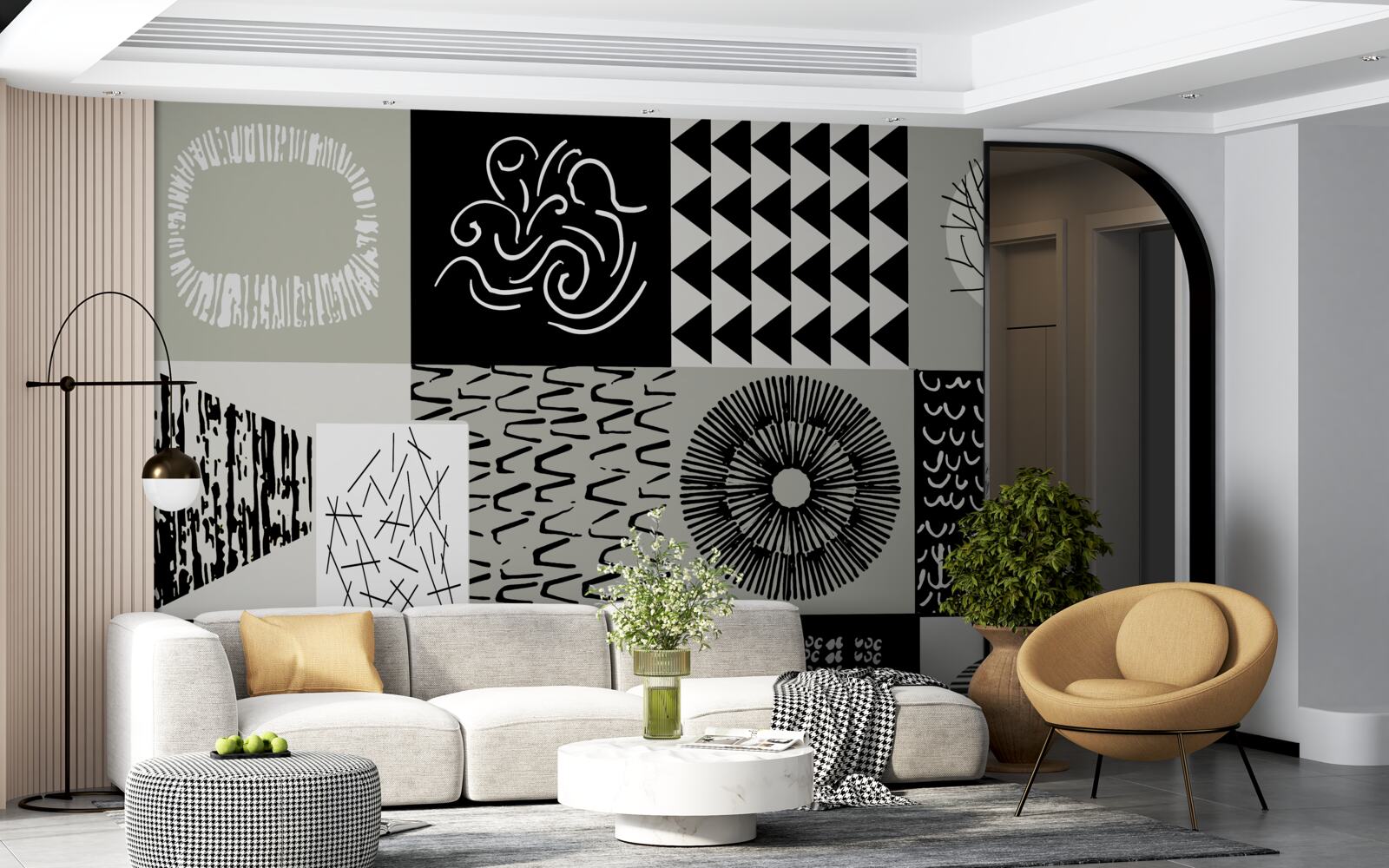 Fototapeta sada mozaík v čiernej a bielej farbe