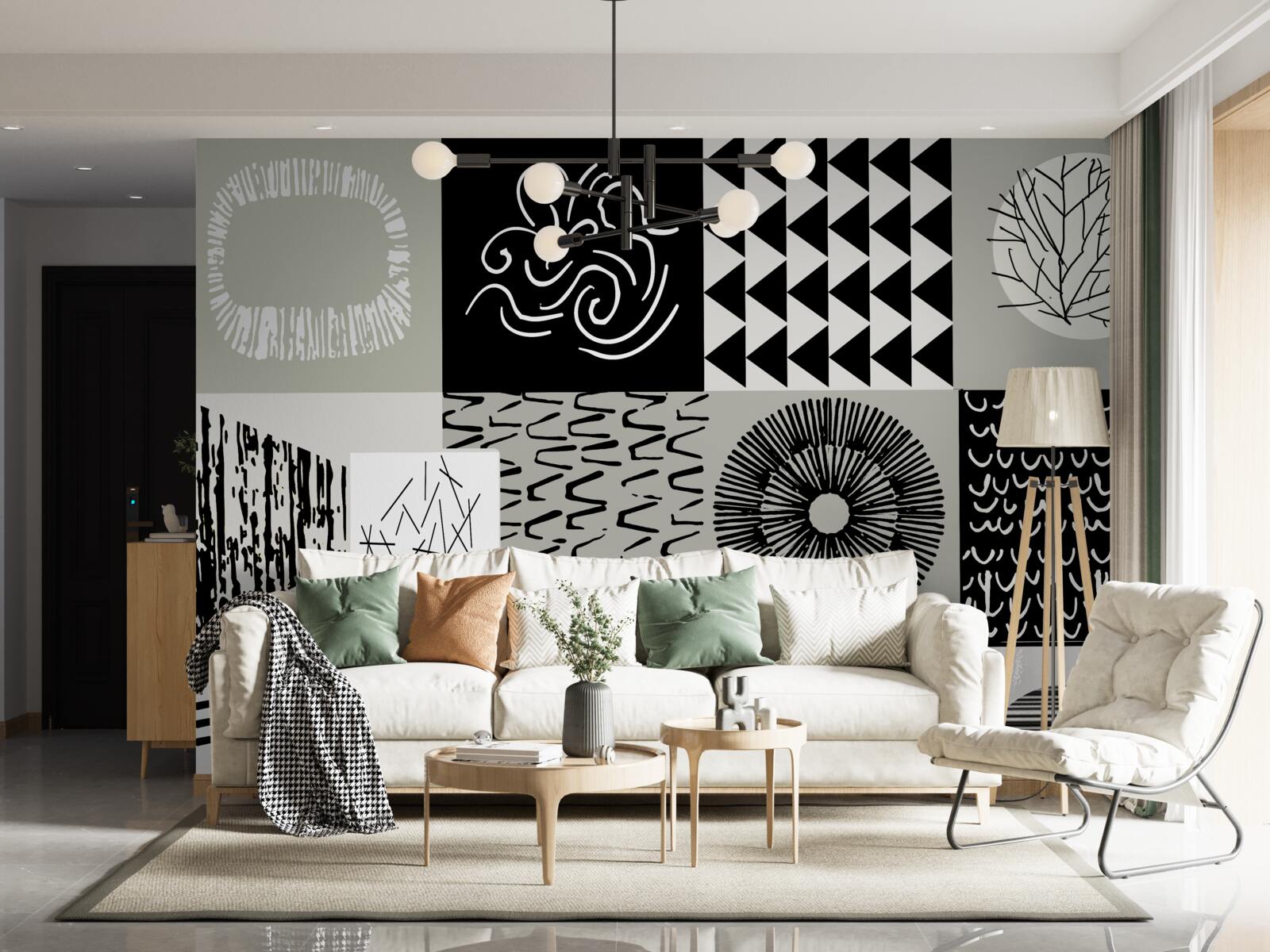 Fototapeta sada mozaík v čiernej a bielej farbe