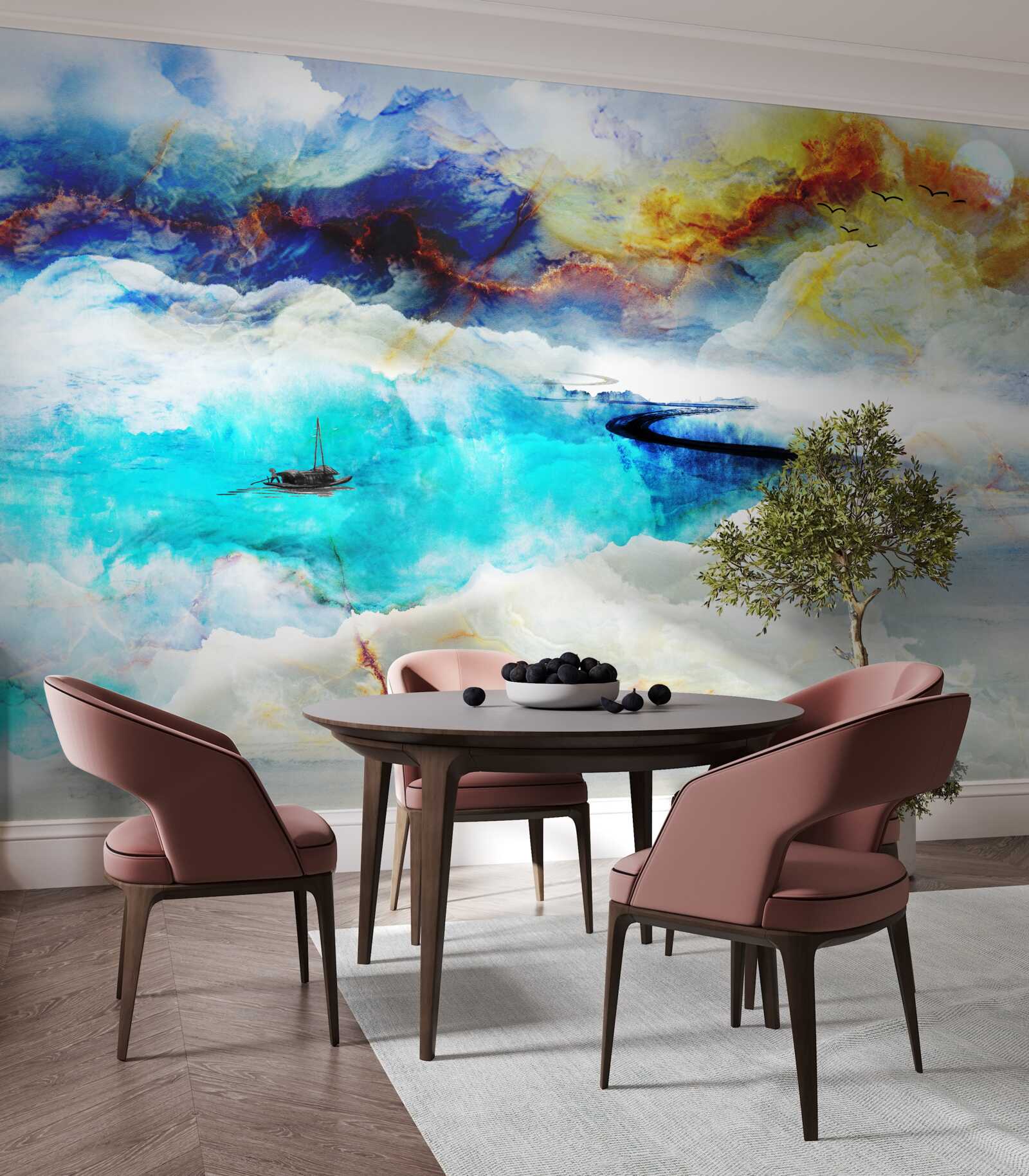 Fototapeta brehu azúrového mora počas búrky