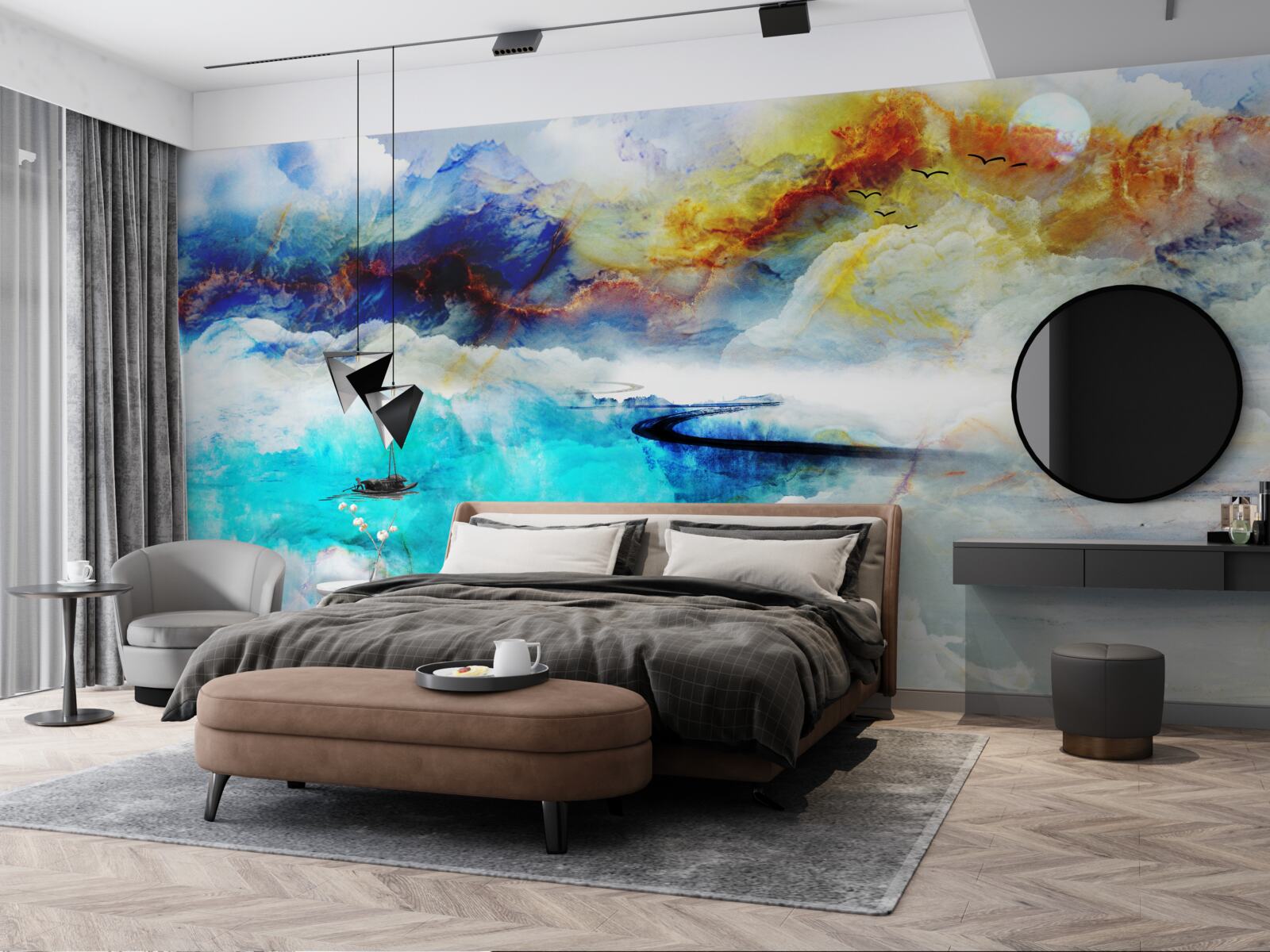 Fototapeta brehu azúrového mora počas búrky