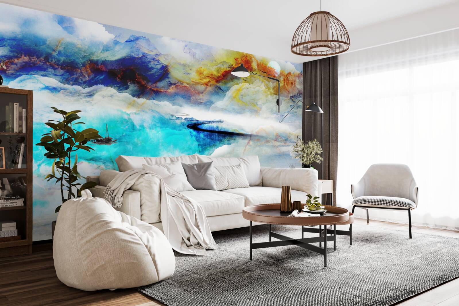 Fototapeta brehu azúrového mora počas búrky