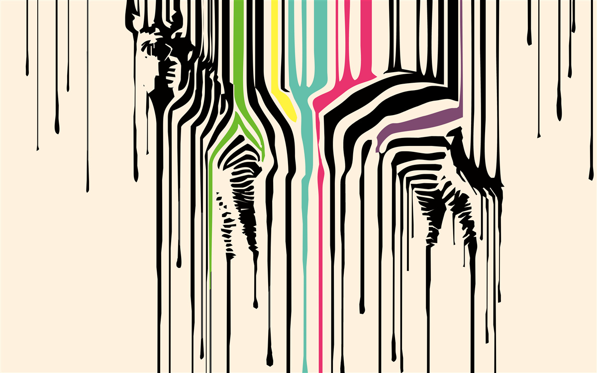 Fototapeta zebra zobrazená s rozmazanou farbou